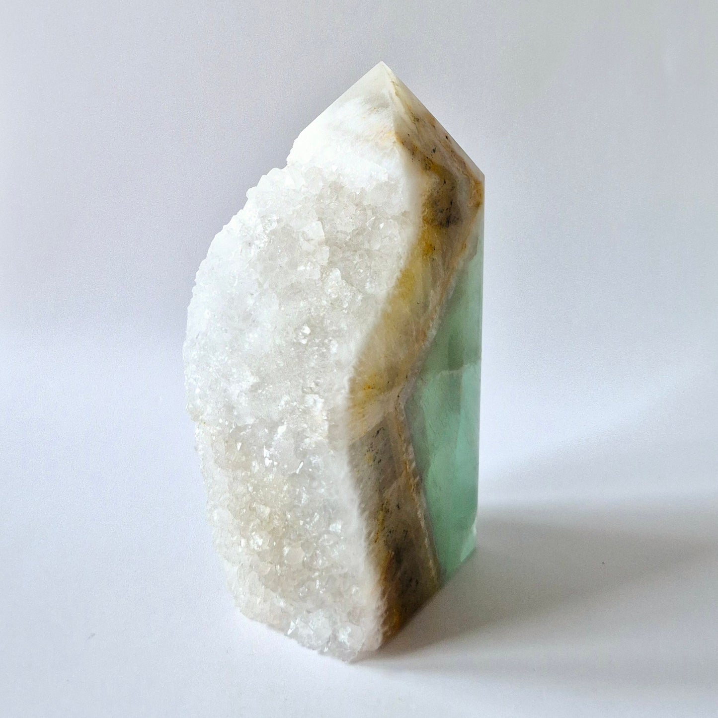 Groene Fluoriet Punt – Ruw & Gepolijst | Uniek Druzy Stuk 500 gram