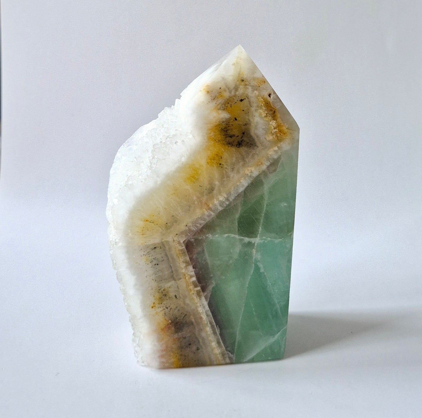 Groene Fluoriet Punt – Ruw & Gepolijst | Uniek Druzy Stuk 500 gram