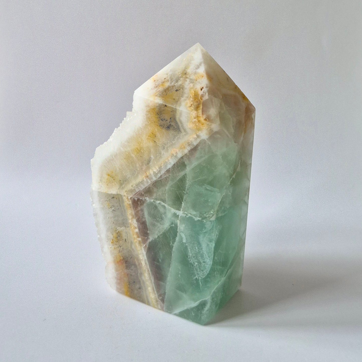 Groene Fluoriet Punt – Ruw & Gepolijst | Uniek Druzy Stuk 500 gram
