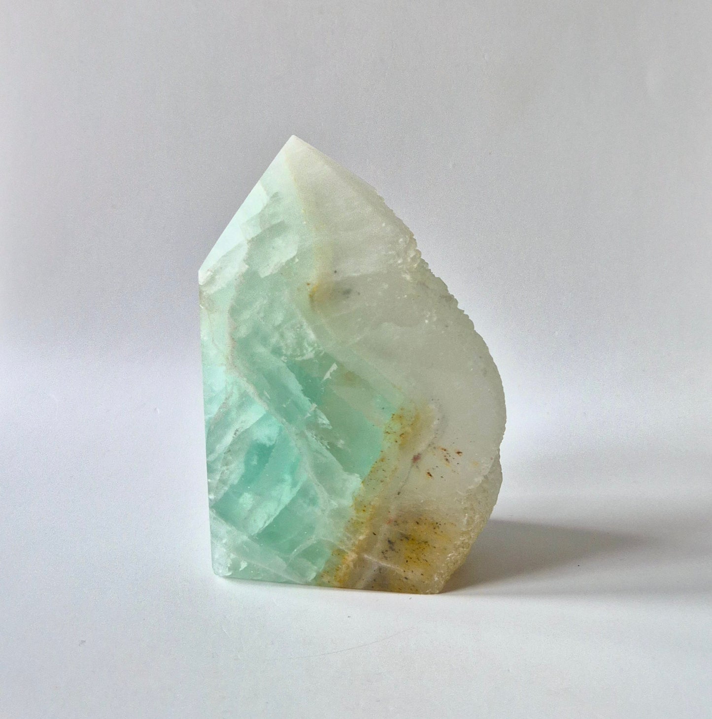 Groene Fluoriet Punt – Ruw & Gepolijst | Uniek Druzy Stuk 450 gram