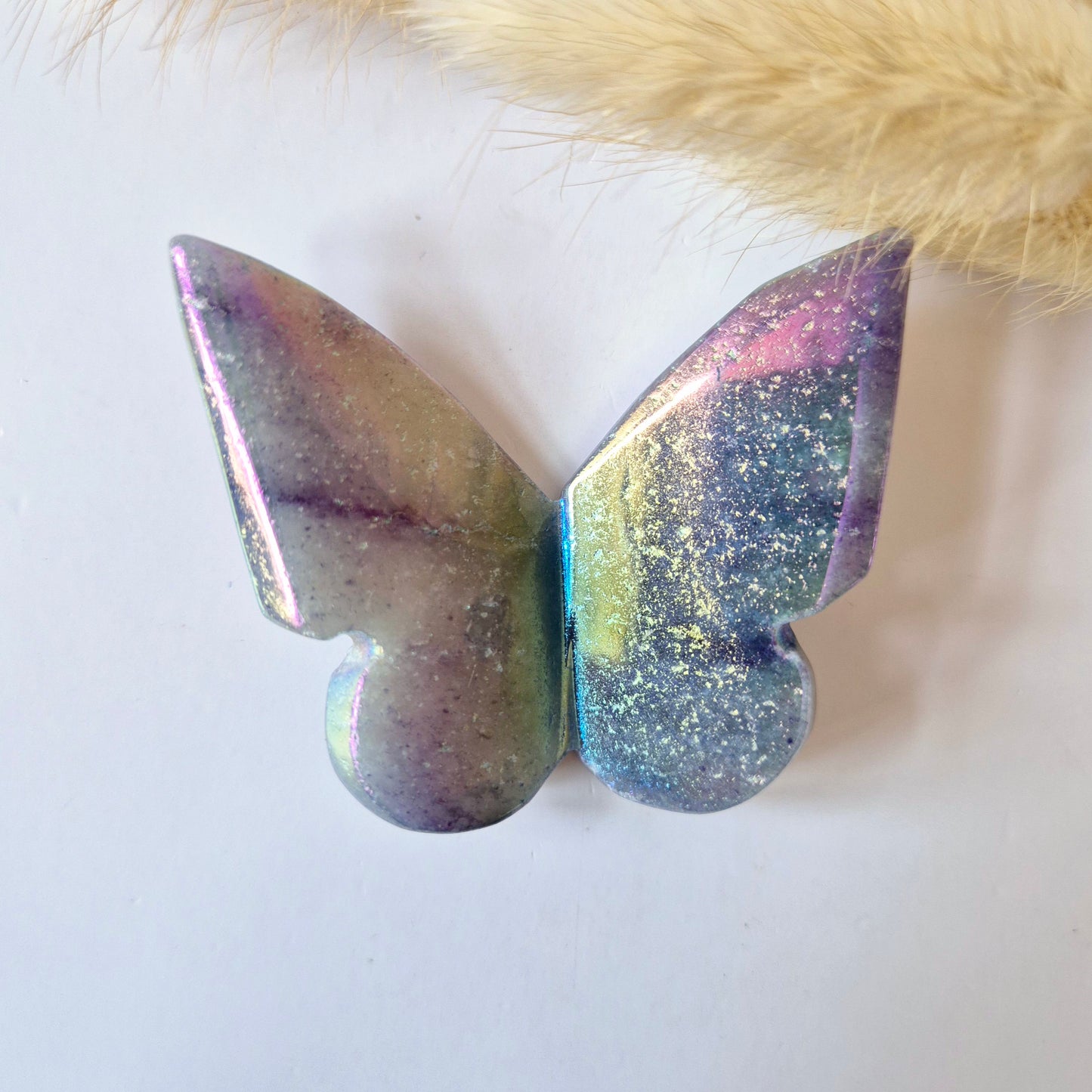 Edelsteen Angel Aura Vlinder 6x5 cm – Blauwe Aventurijn