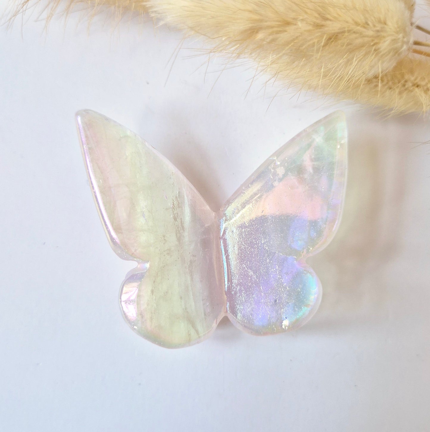 Edelsteen Angel Aura Vlinder 6x5 cm – Rozenkwarts
