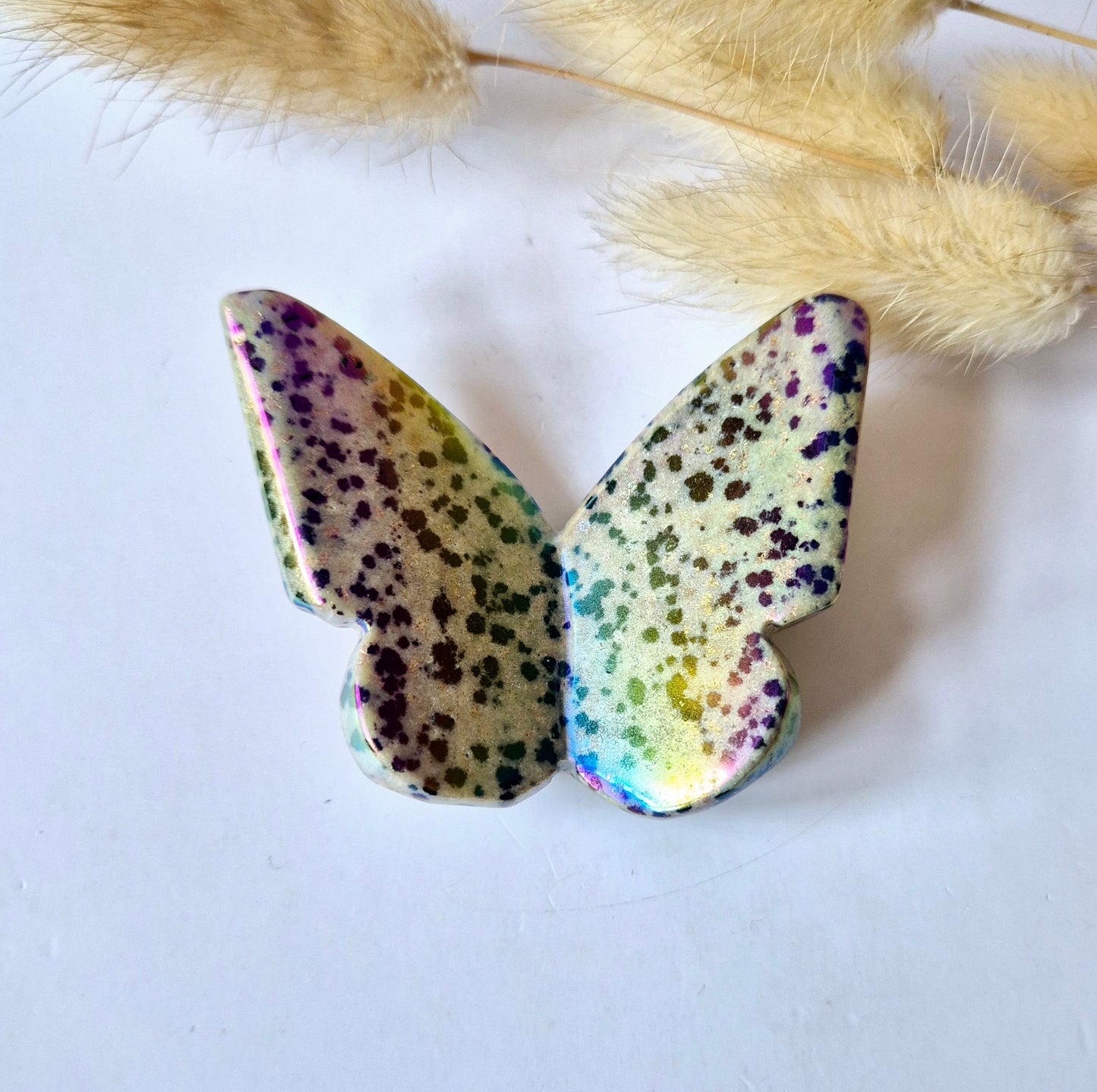 Edelsteen Angel Aura Vlinder 6x5 cm – Dalmatian Jasper