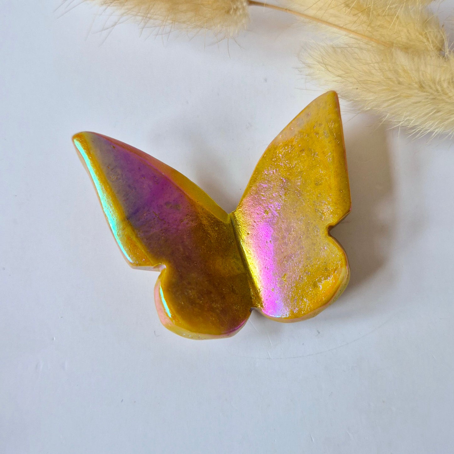 Edelsteen Angel Aura Vlinder 6x5 cm – Gele Jade