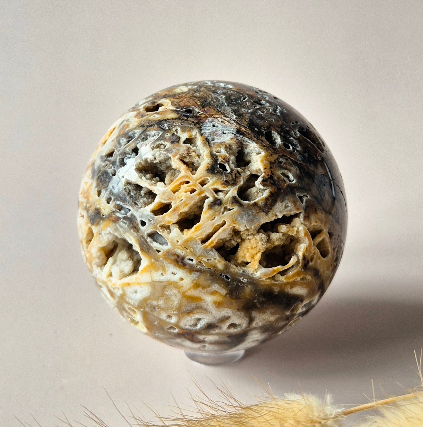 Crystal Gemstone Ball Moss Agate Druzy sphere 85mm - #1 834g