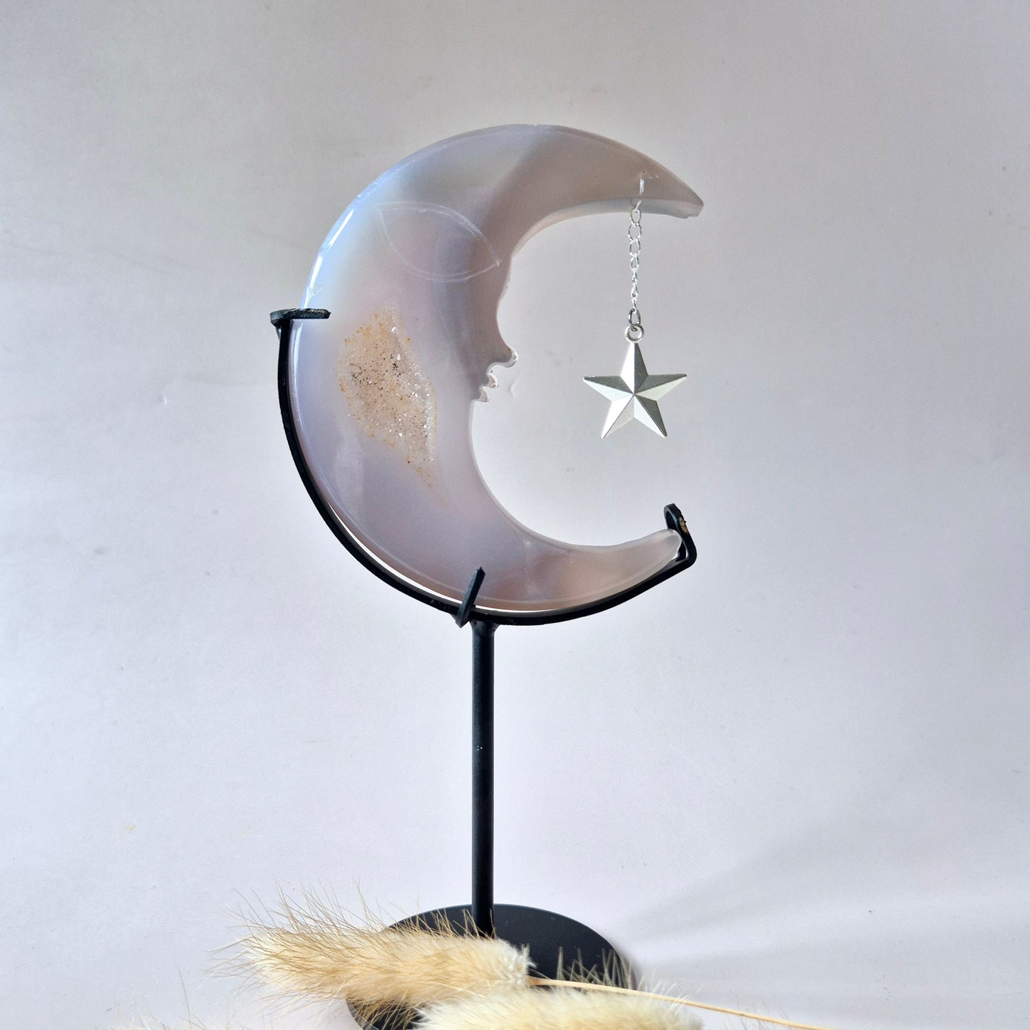 Druzy Grijze Agaat Edelsteen Maan #25 – 10 cm