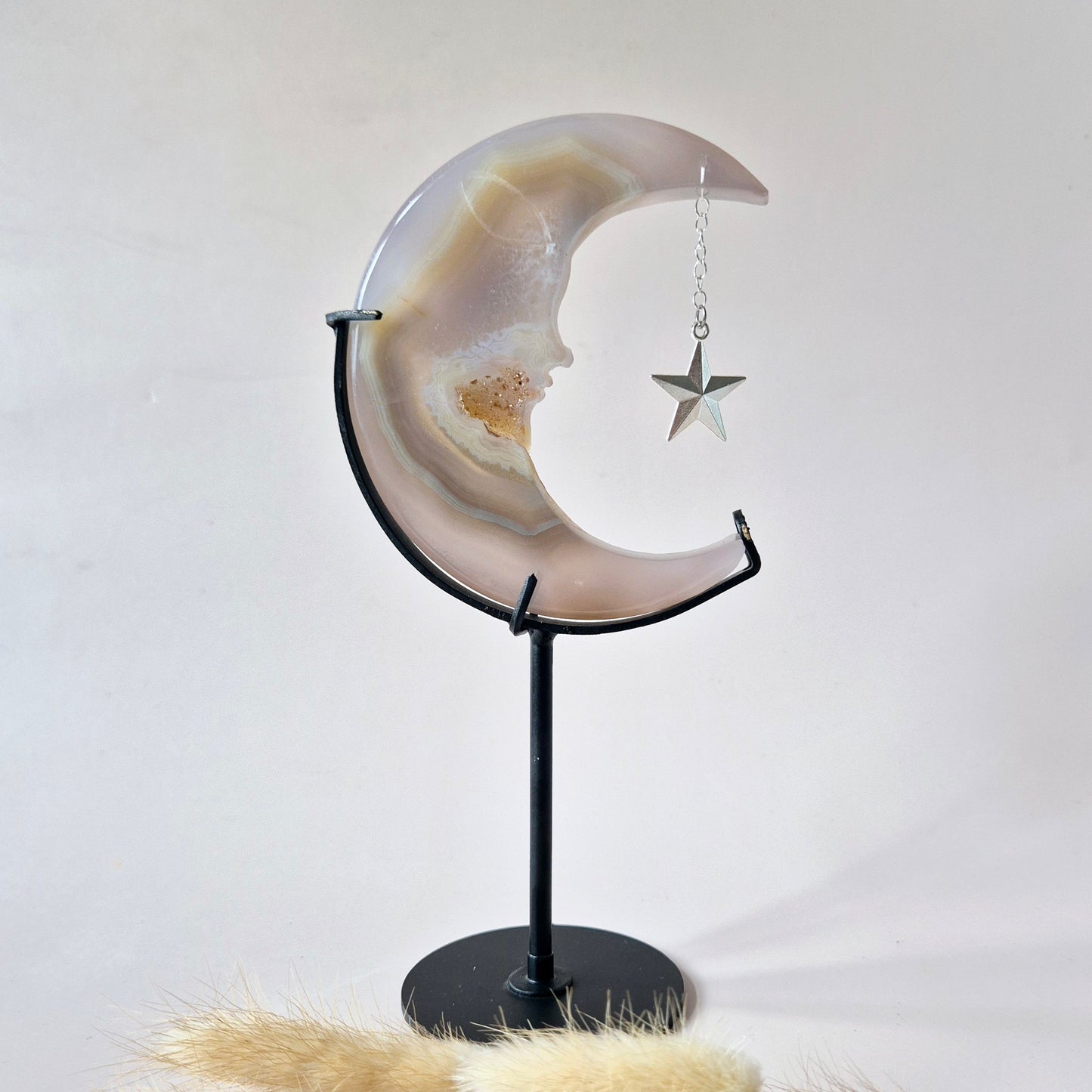 Druzy Grijze Agaat Edelsteen Maan #39 – 10 cm