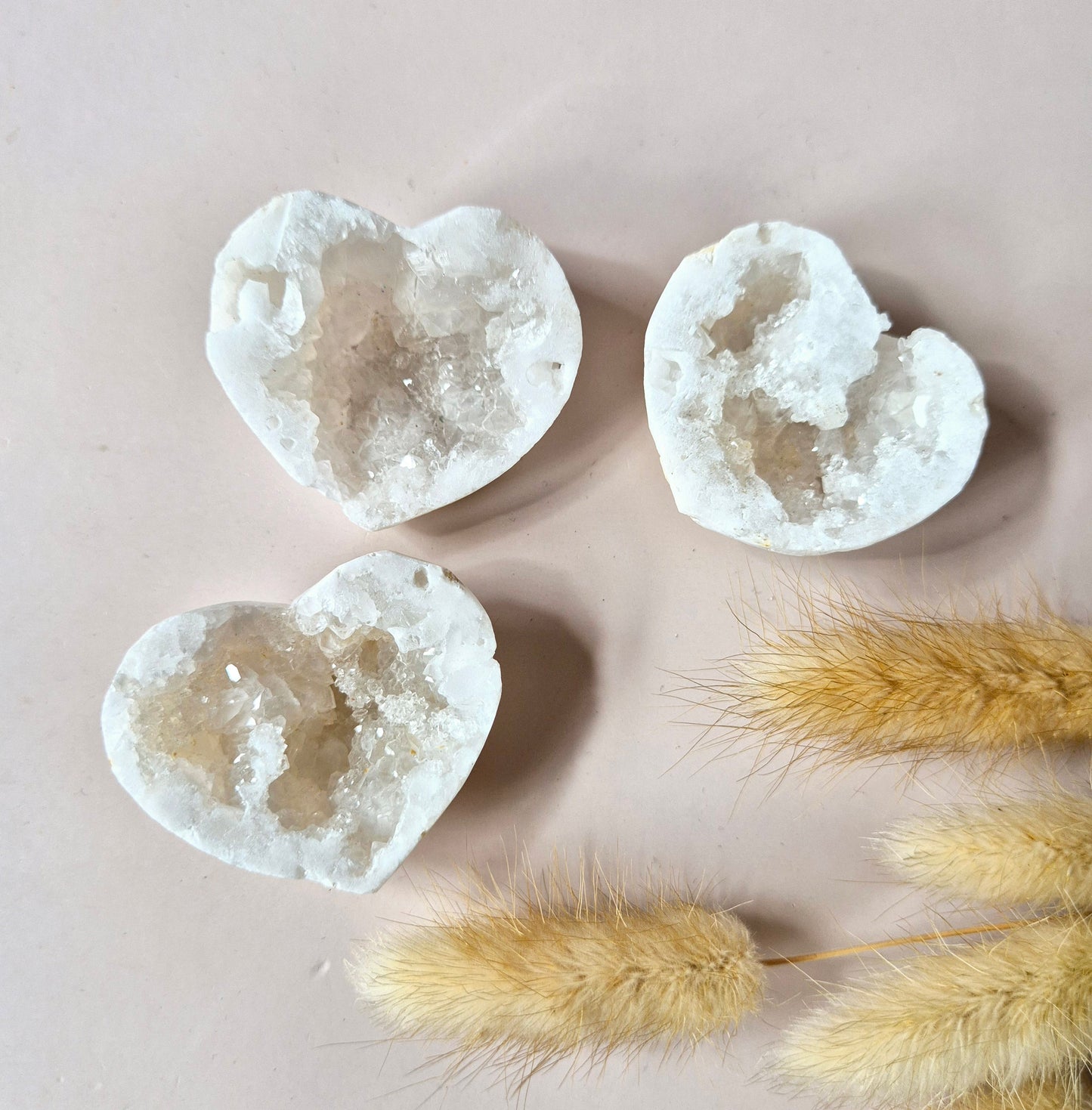 White Agate Druzy Geode Hart (4–6 cm)
