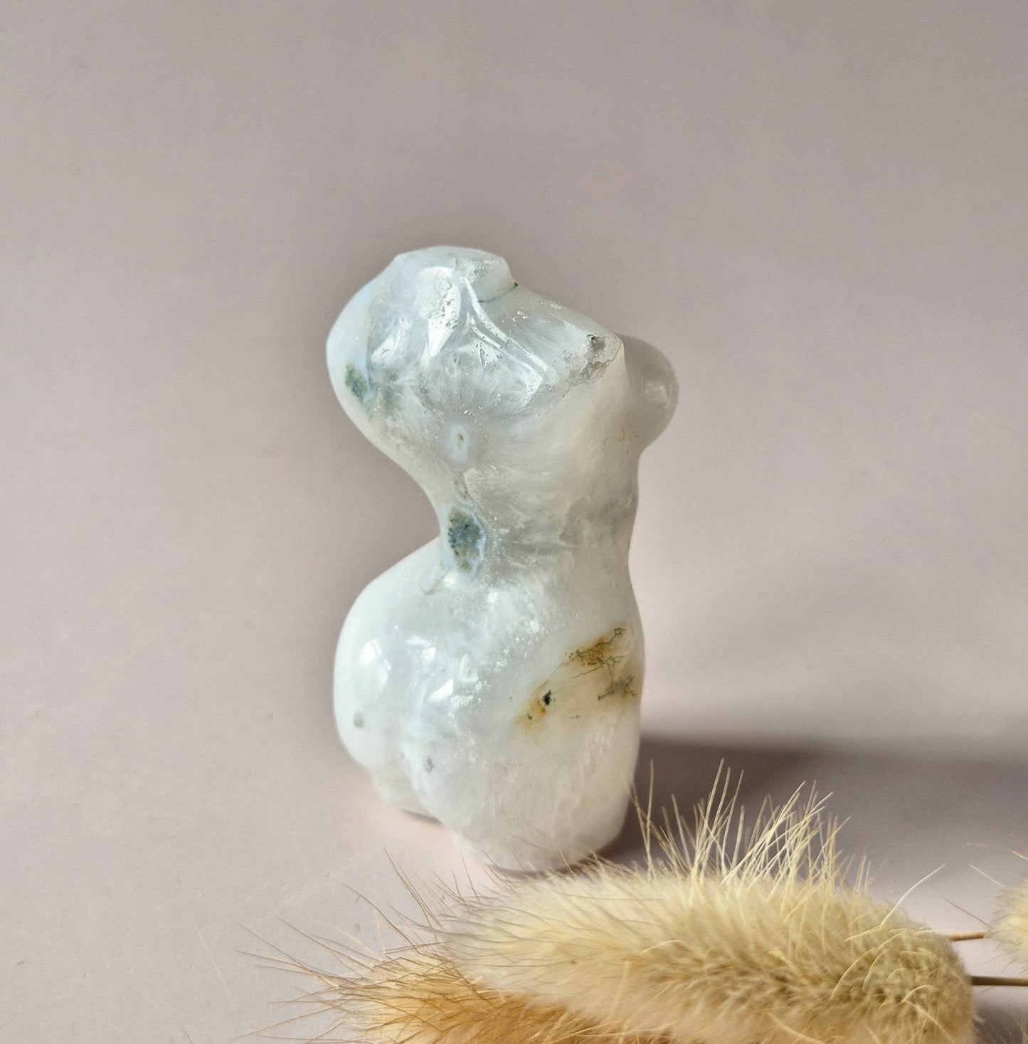 Gemstone Female Body Bust (8 cm) - Rose Quartz