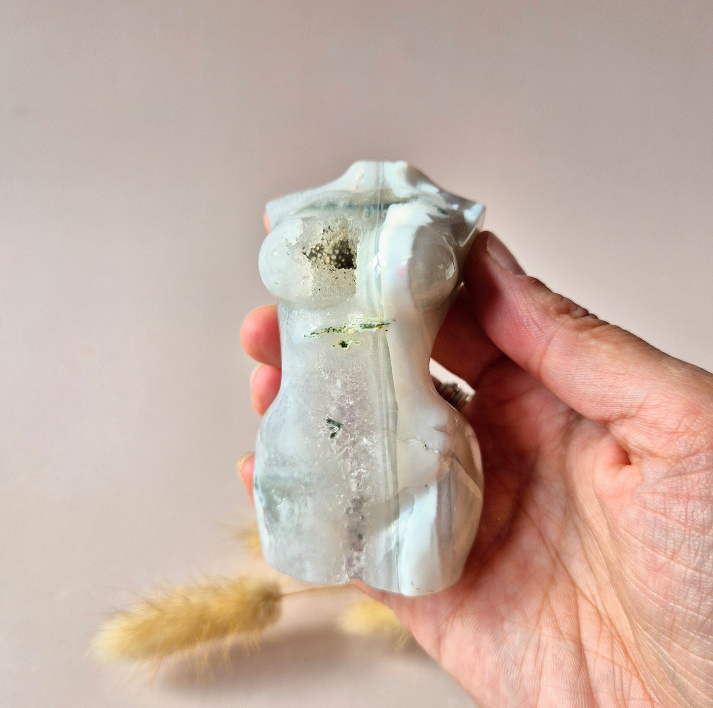 Gemstone Female Body Bust (8 cm) - Rose Quartz