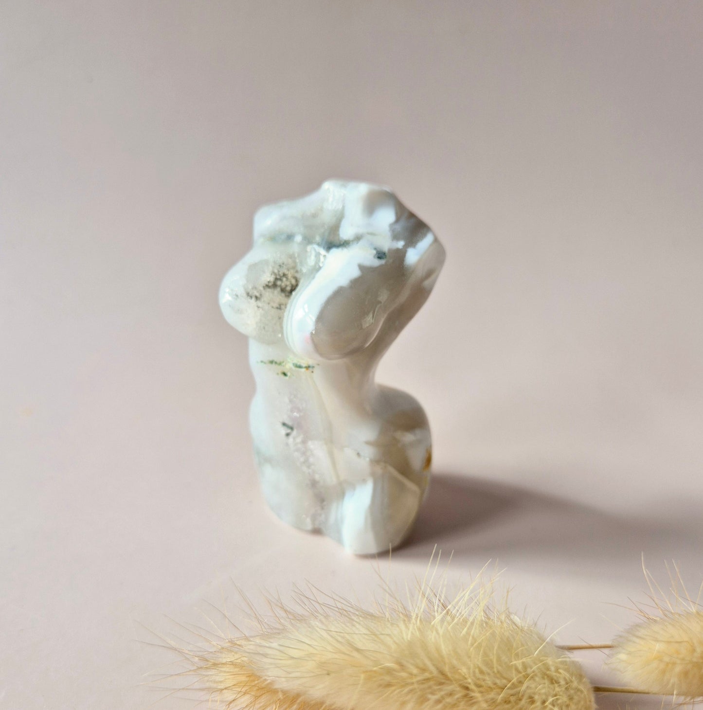 Gemstone Female Body Bust (8 cm) - Rose Quartz