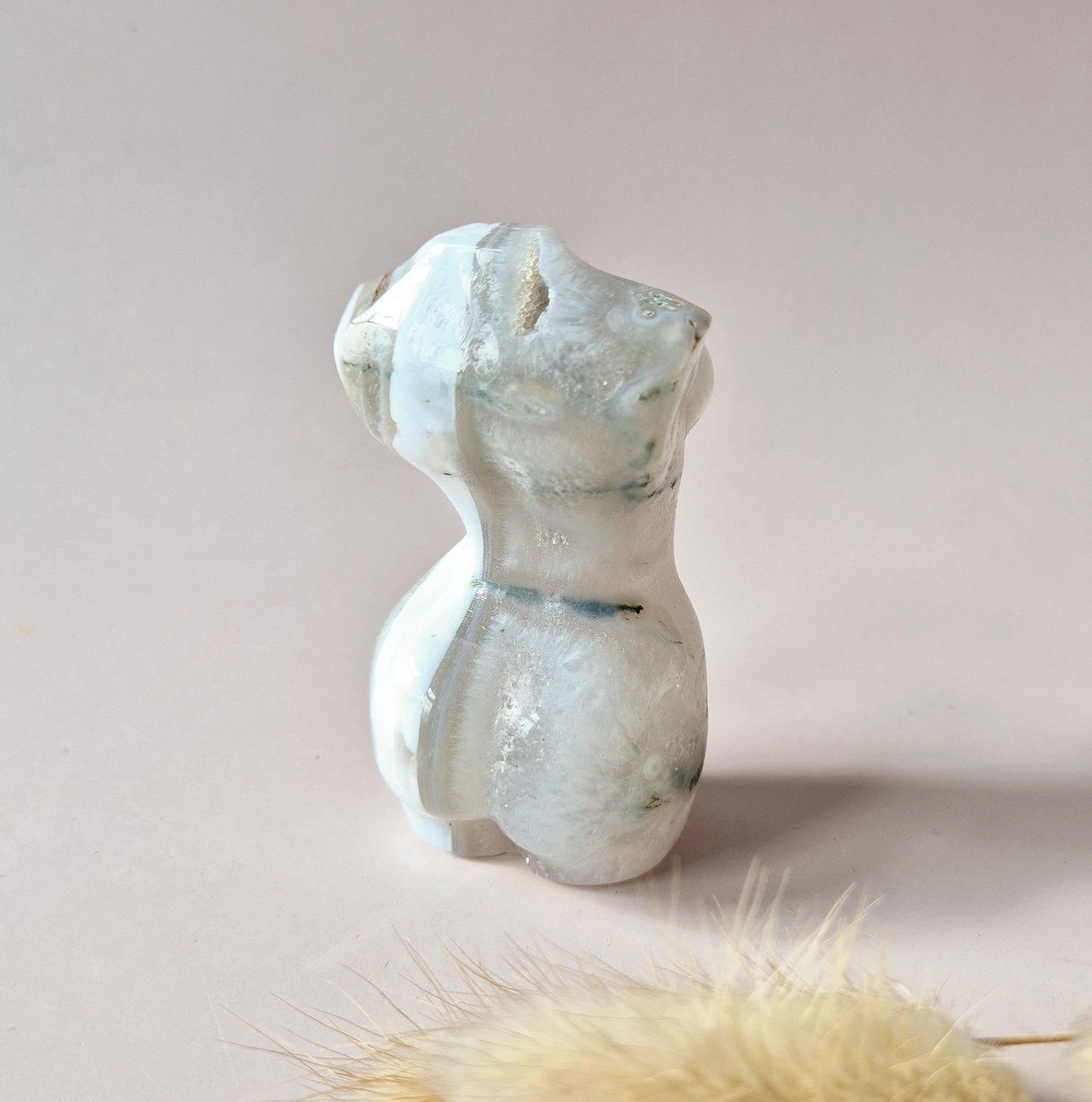 Gemstone Female Body Bust (8 cm) - Rose Quartz