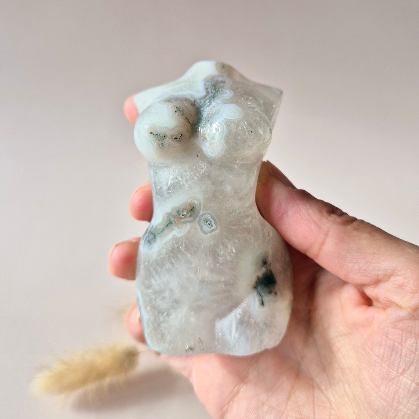 Gemstone Female Body Bust (8 cm) - Rose Quartz
