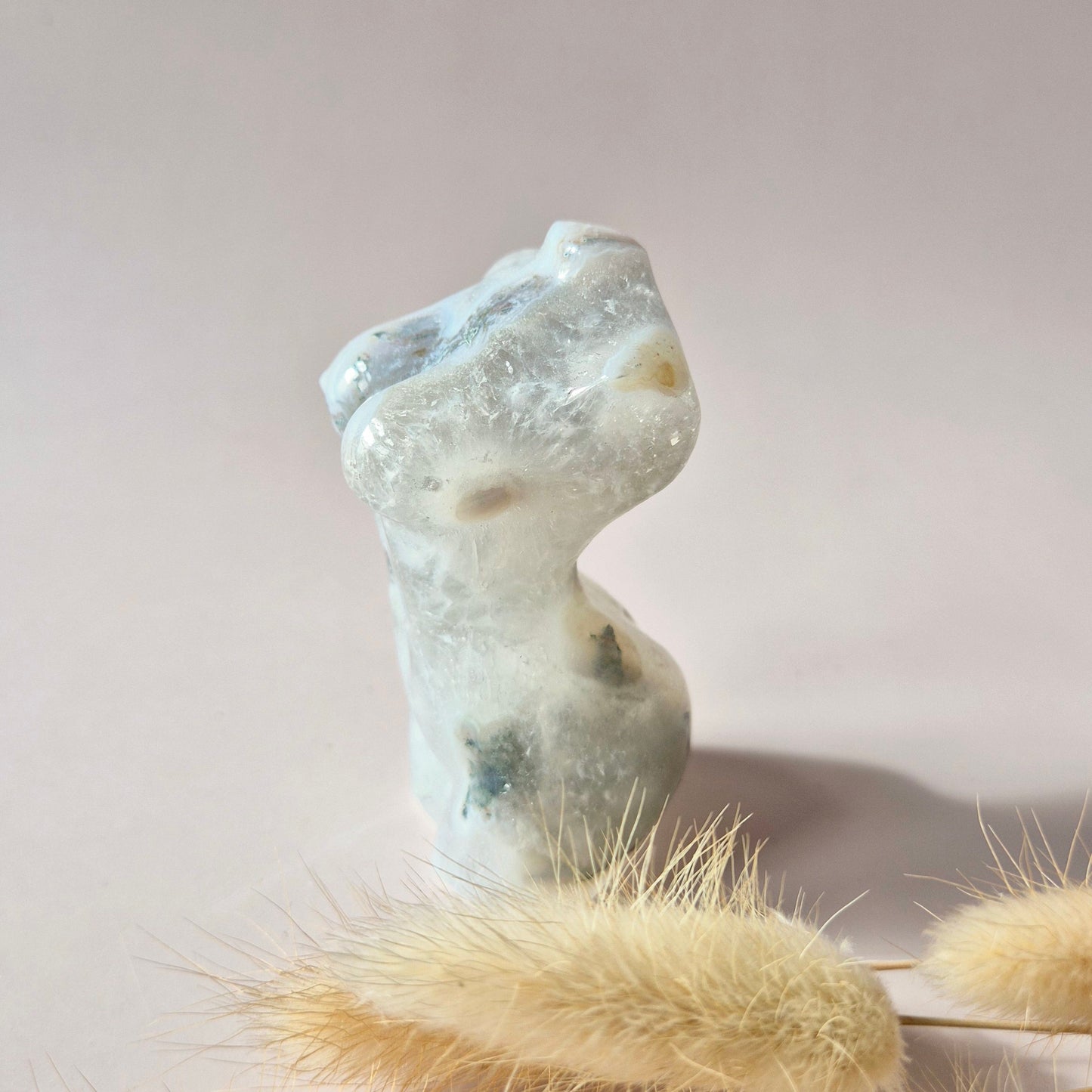 Gemstone Female Body Bust (8 cm) - Rose Quartz