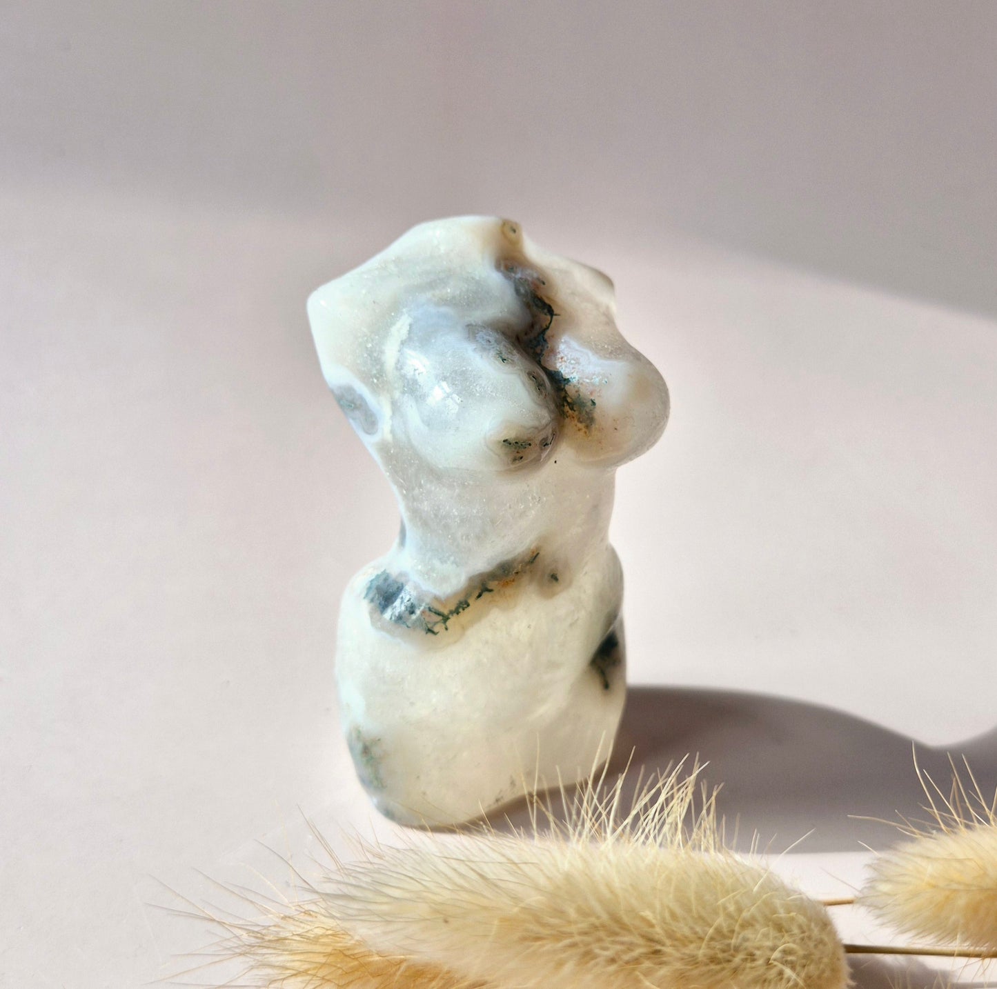 Gemstone Female Body Bust (8 cm) - Rose Quartz