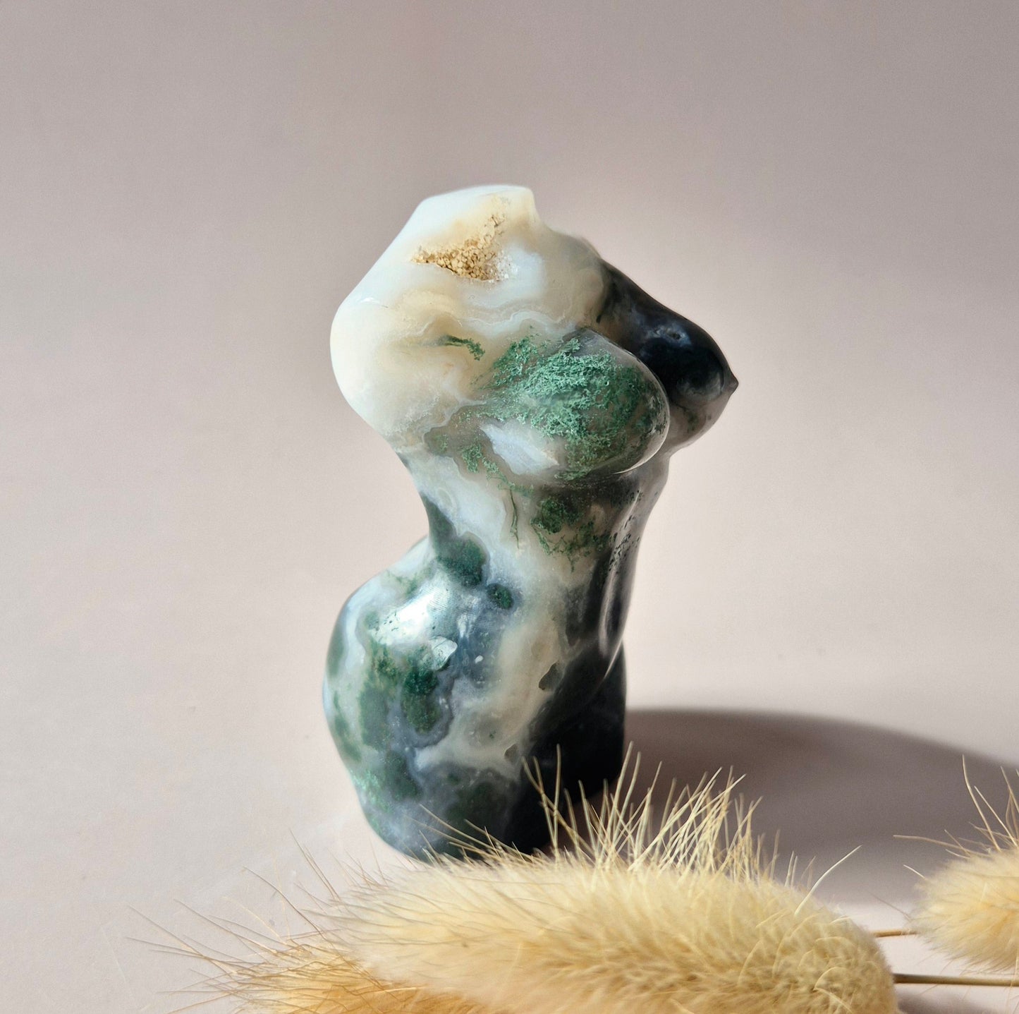 Gemstone Female Body Bust (8 cm) - Rose Quartz