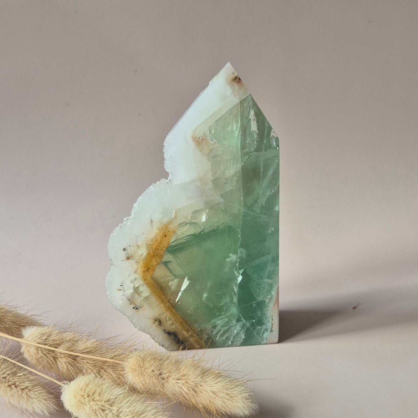 Groene Fluoriet Punt – Ruw & Gepolijst | Uniek Druzy Stuk 500gram