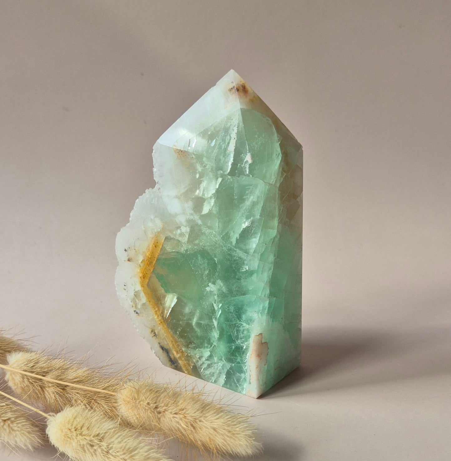 Groene Fluoriet Punt – Ruw & Gepolijst | Uniek Druzy Stuk 500gram
