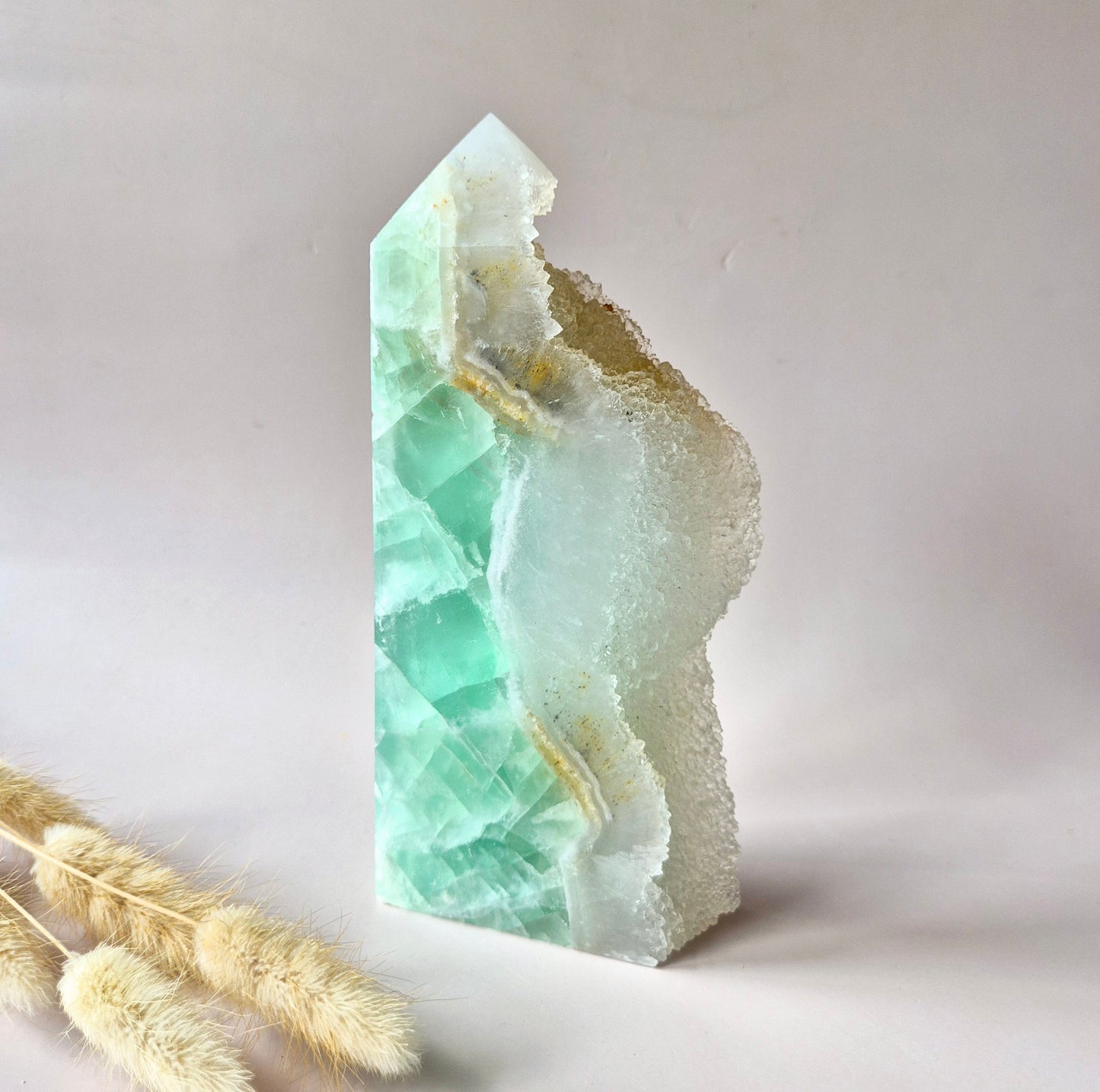 Groene Fluoriet Punt – Ruw & Gepolijst | Uniek Druzy Stuk 1038gram