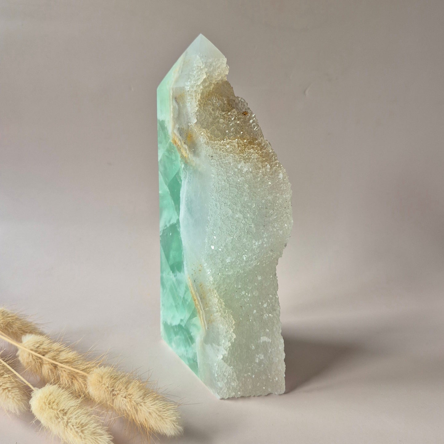 Groene Fluoriet Punt – Ruw & Gepolijst | Uniek Druzy Stuk 1038gram