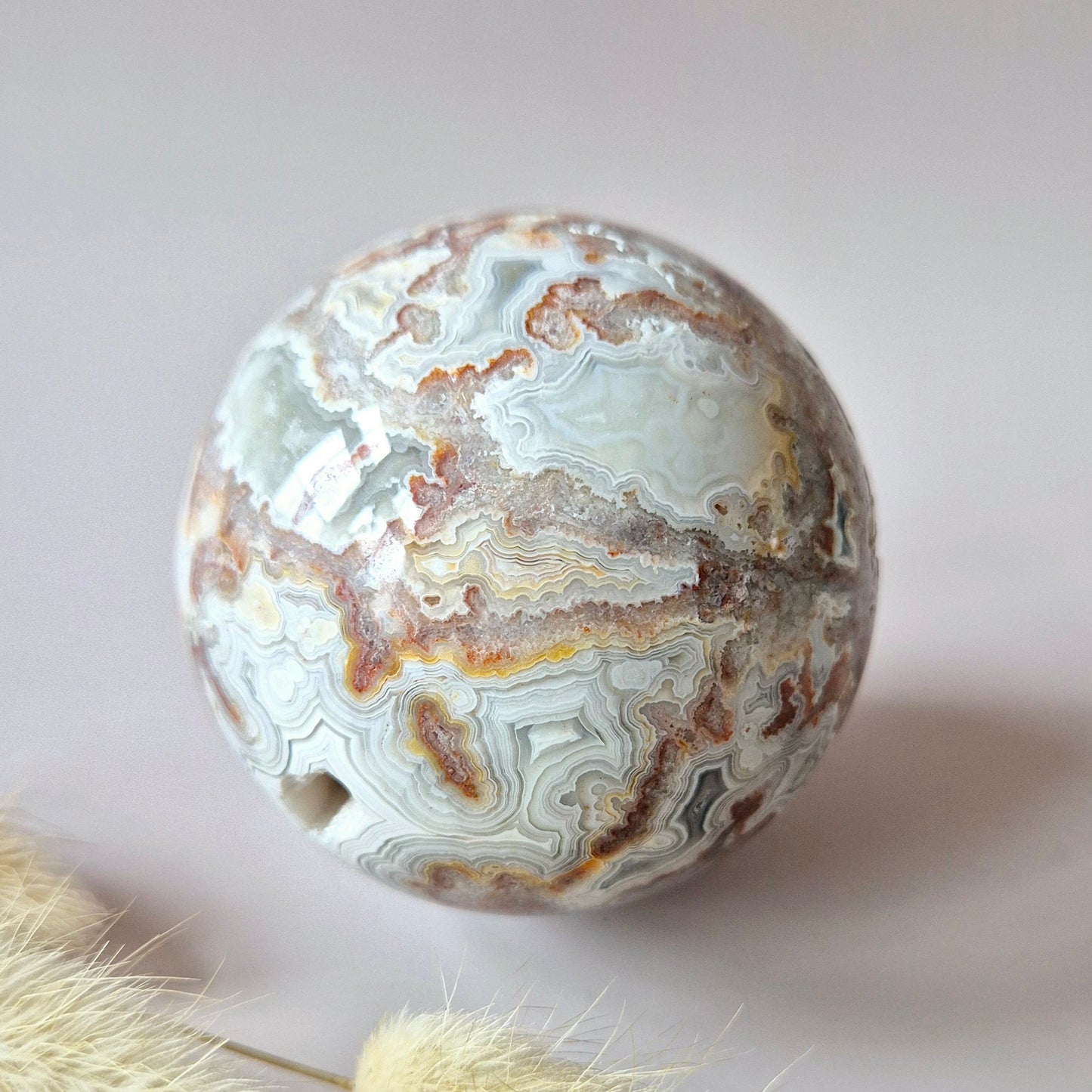 Kristallen Edelsteen Bol Druzy Crazy Mexican Agate sphere 70mm 444g