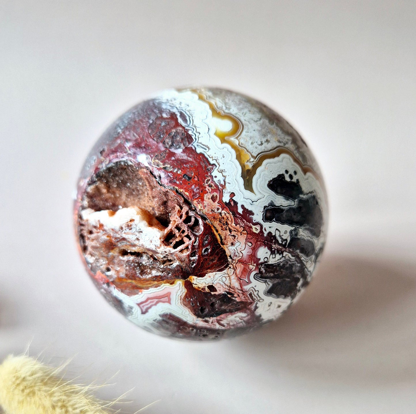 Kristallen Edelsteen Bol Druzy Crazy Mexican Agate sphere 70mm (440g)