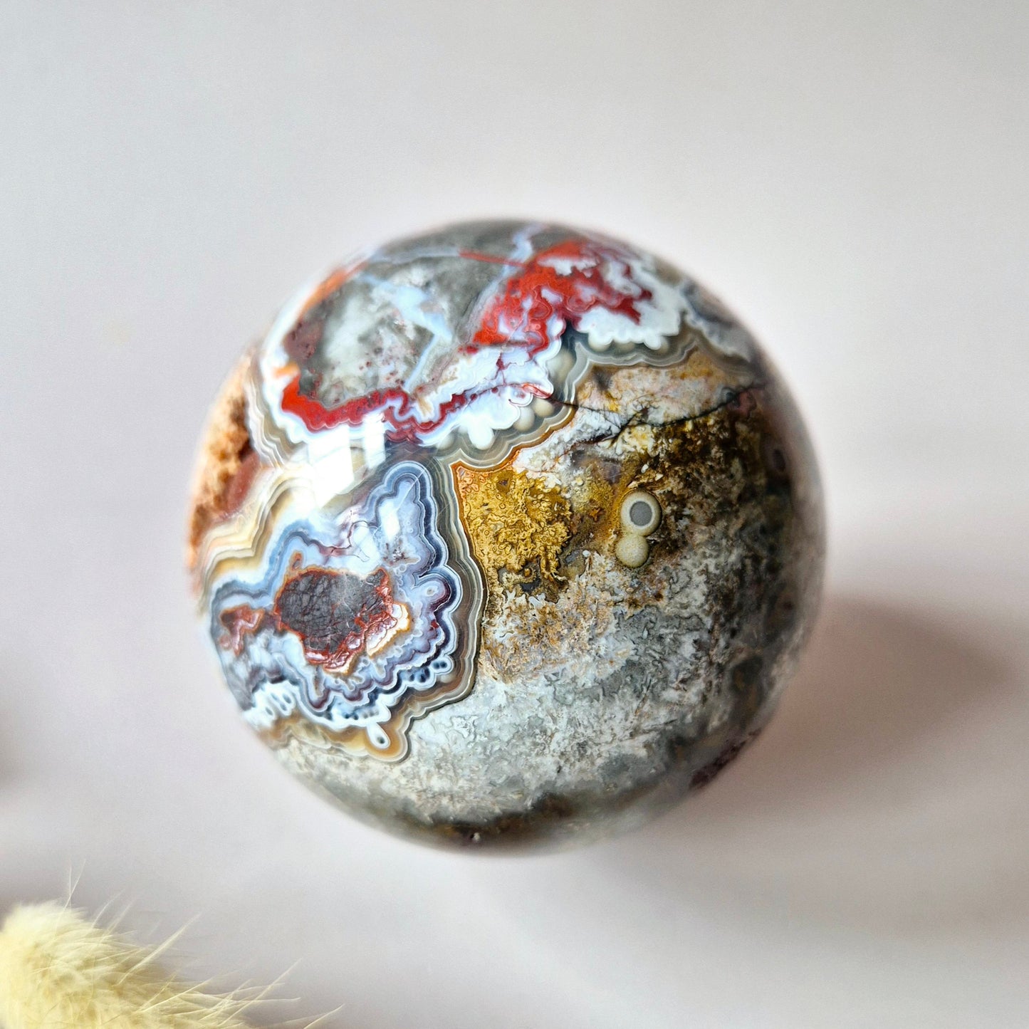 Kristallen Edelsteen Bol Druzy Crazy Mexican Agate sphere 67mm 424g
