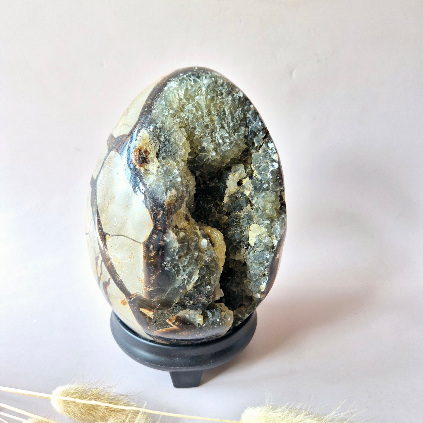 XXL Dragon Stone (Septarian) Edelsteen Druzy Ei op Standaard - 1857 gram
