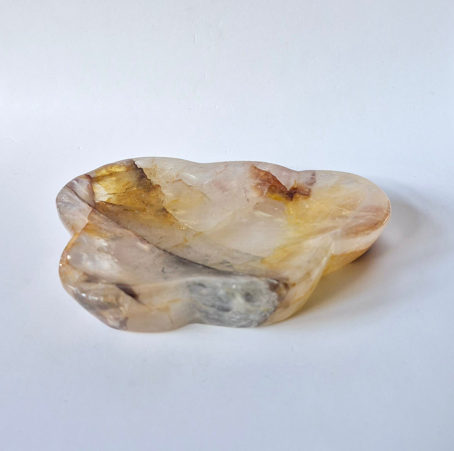 XL Grote Edelsteen Fire Quartz Schaal – Organische Vorm | 12,5x9,5cm Freeform