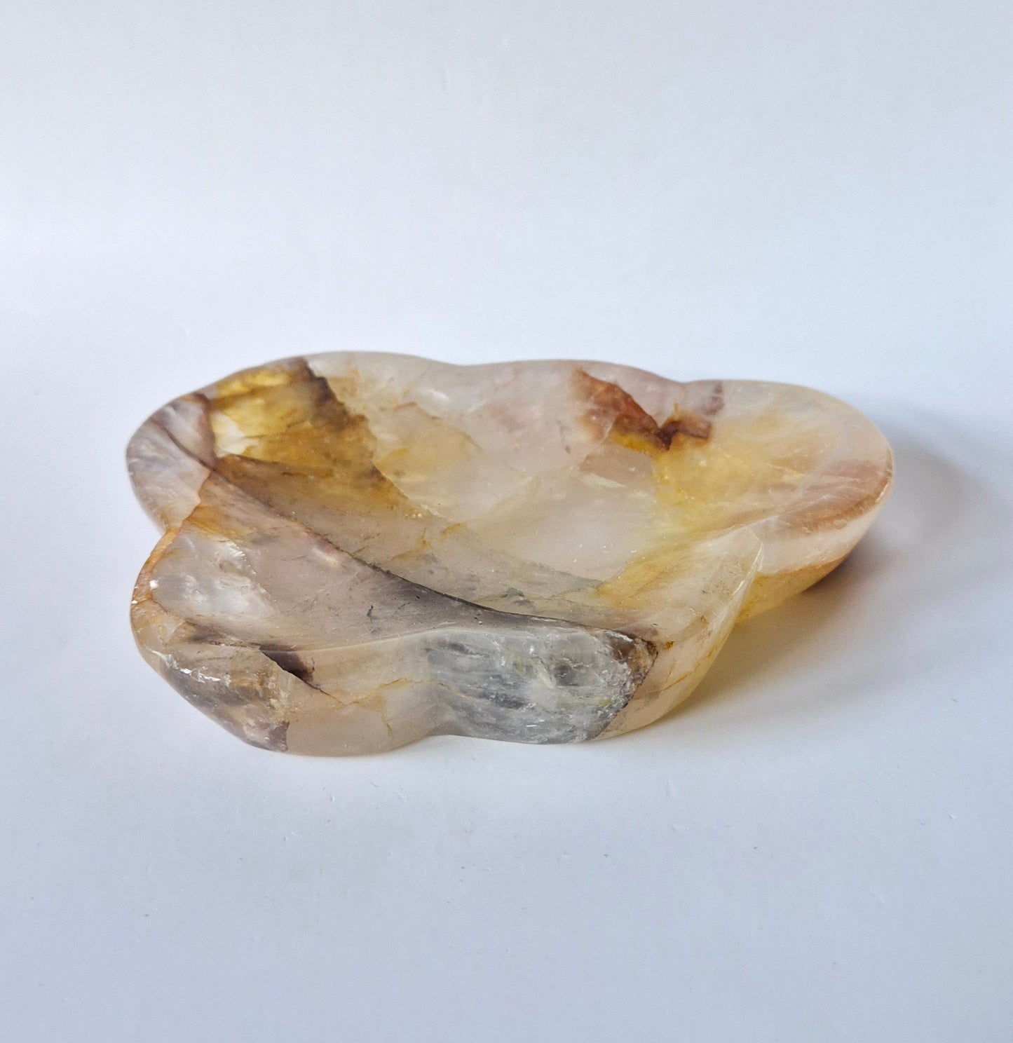 XL Grote Edelsteen Fire Quartz Schaal – Organische Vorm | 12,5x9,5cm Freeform