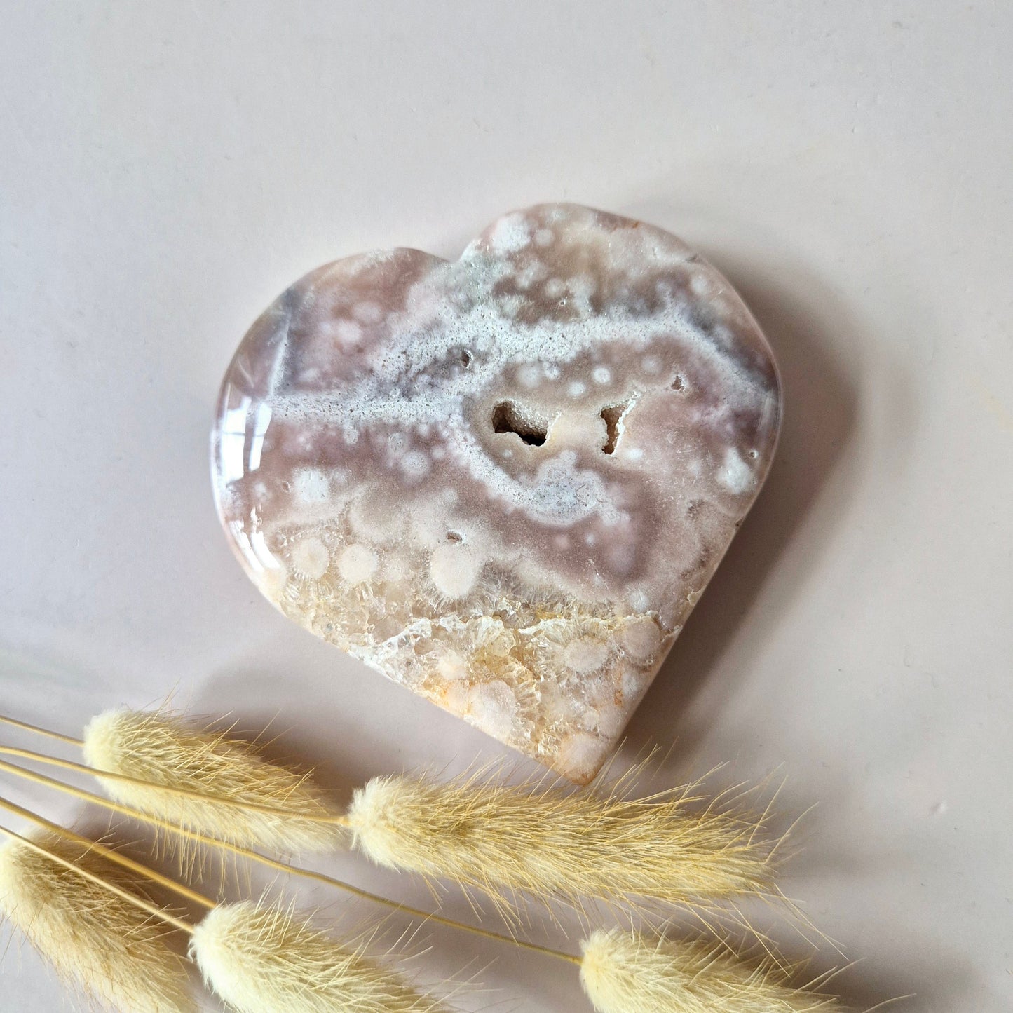 Edelsteen Druzy Pink Amethist Hart #10 8-10cm (Roze Amethist)