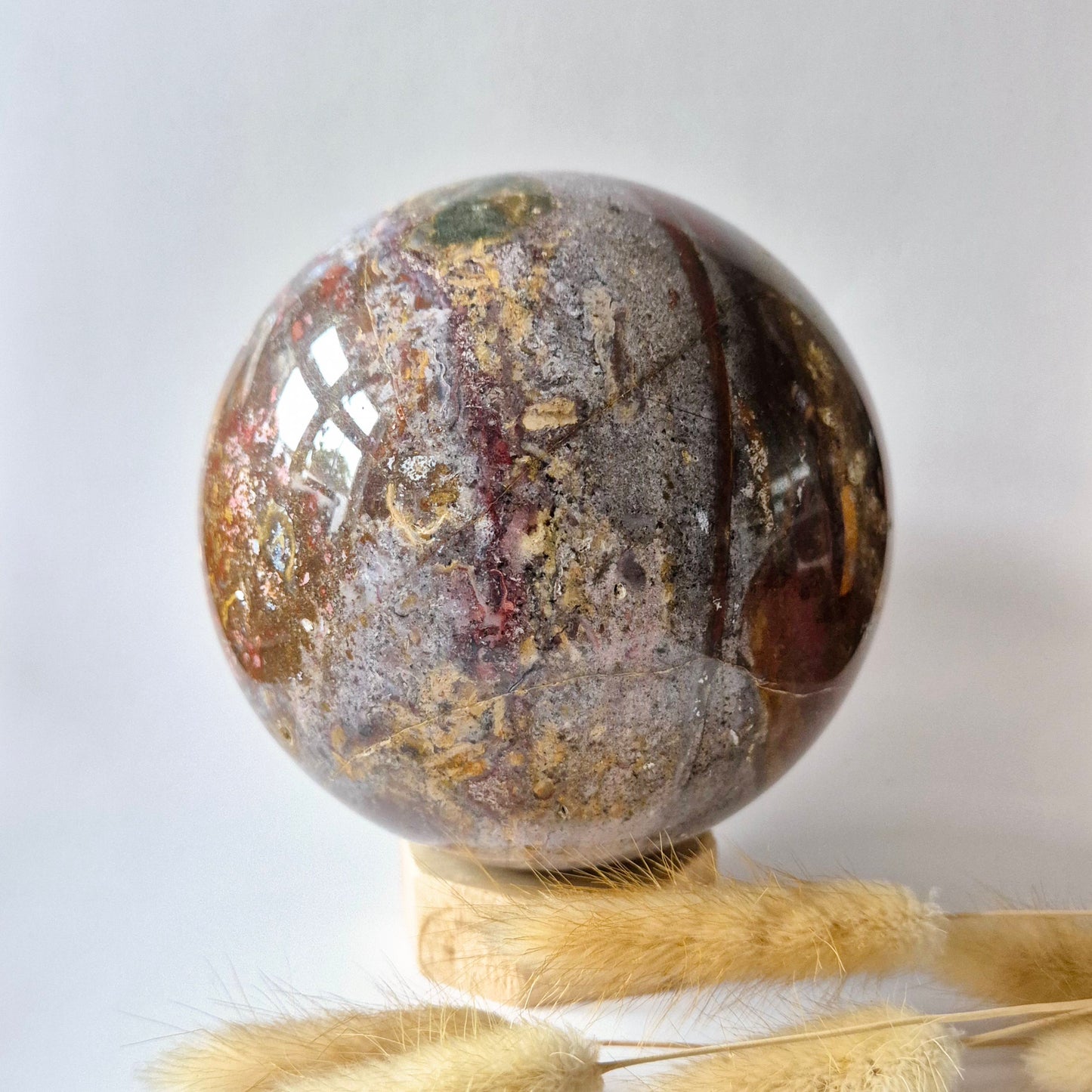 XXL Polychroom Jaspis Bol 1750g (11cm) – Aardende en Beschermende Edelsteen sphere