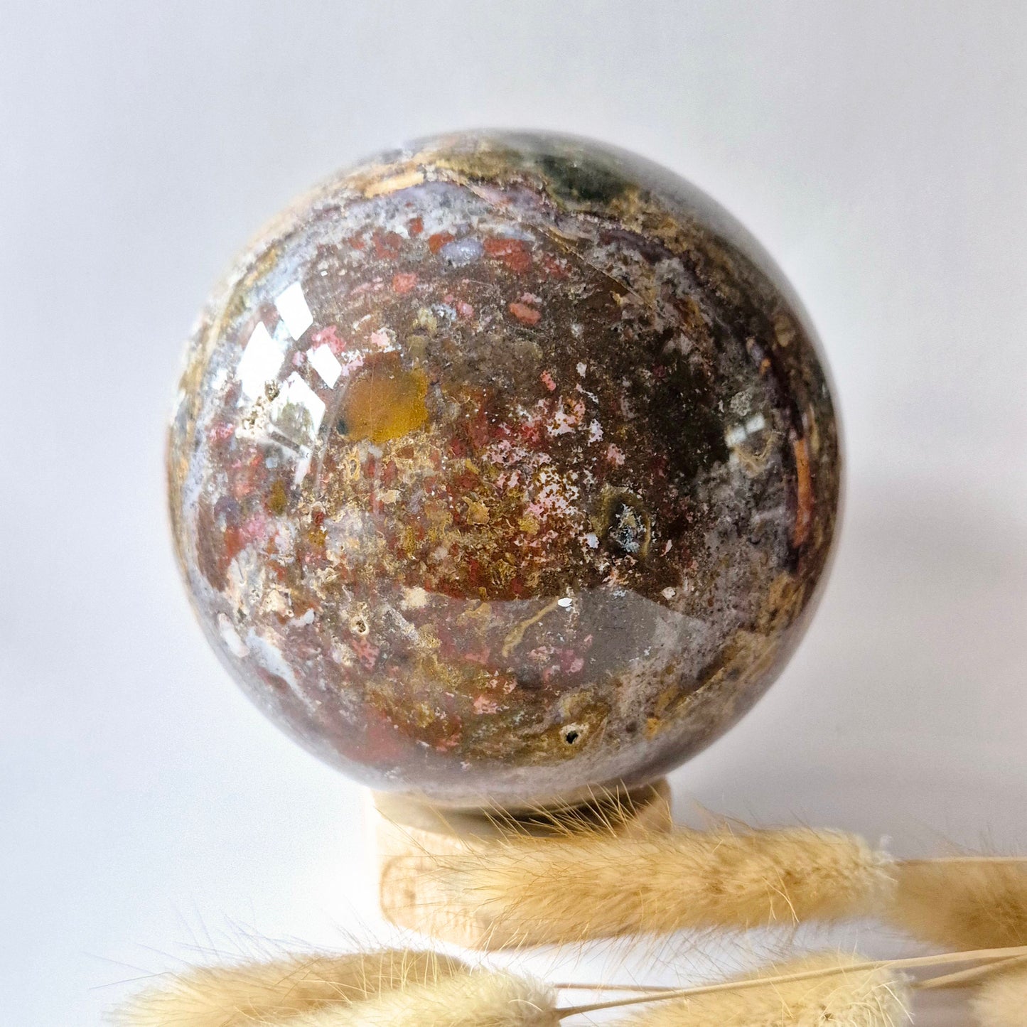 XXL Polychroom Jaspis Bol 1750g (11cm) – Aardende en Beschermende Edelsteen sphere