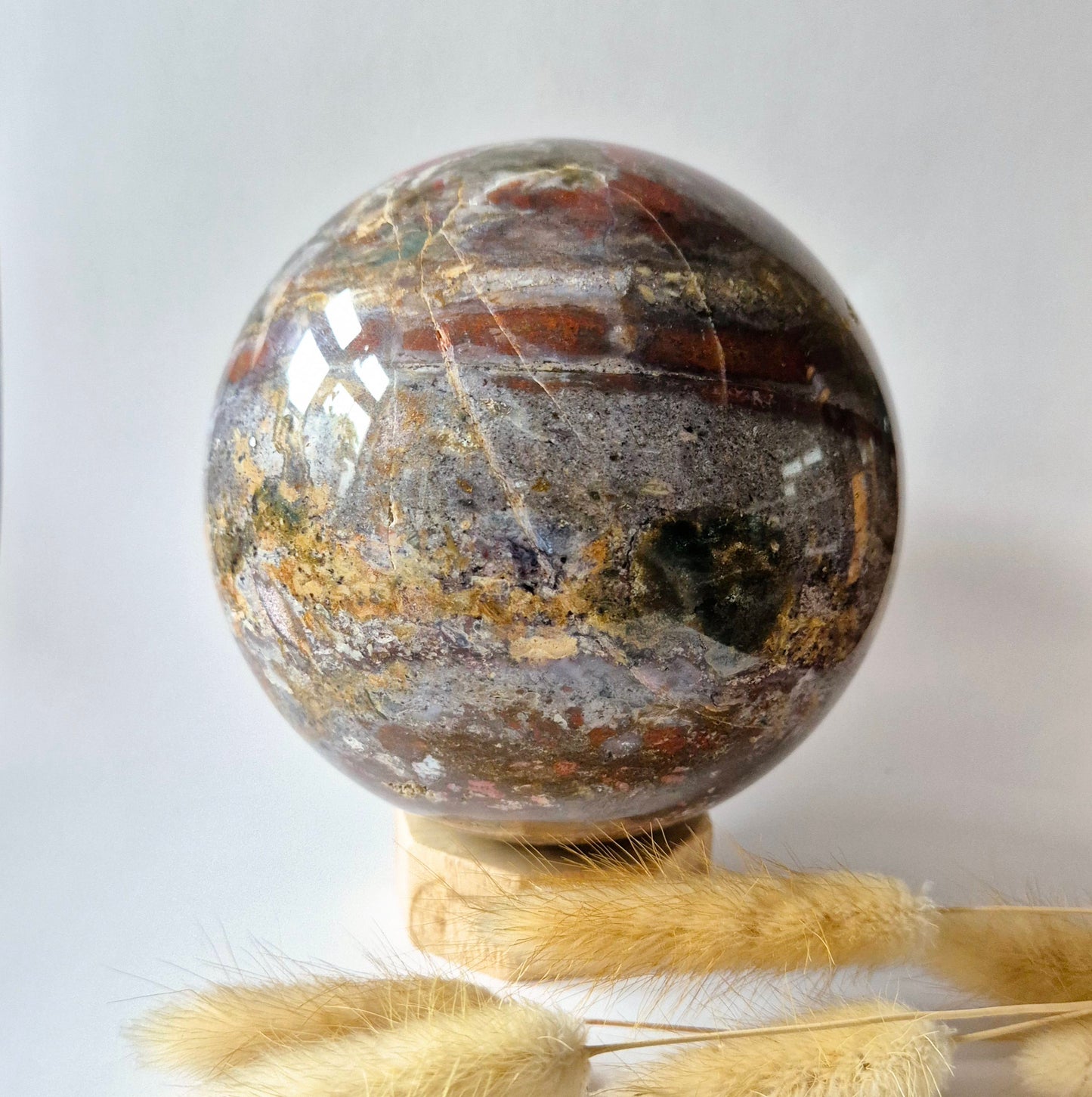 XXL Polychroom Jaspis Bol 1750g (11cm) – Aardende en Beschermende Edelsteen sphere