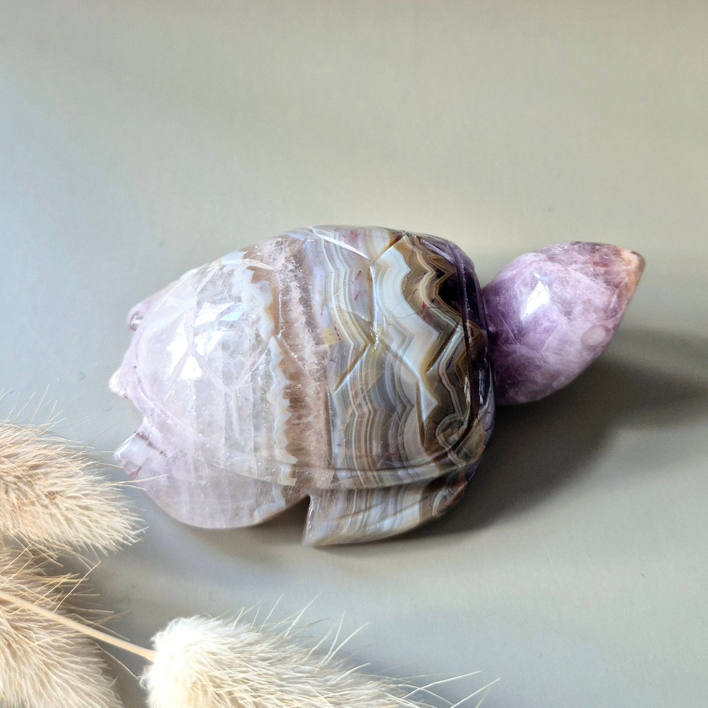 Edelsteen Carving Amethist Agaat Schildpad (223 gram)