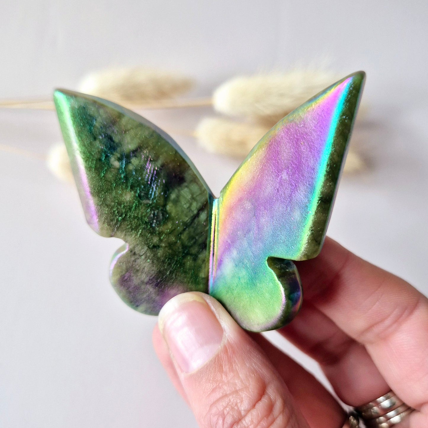 Edelsteen Angel Aura Vlinder 6x5 cm – Groene Jade