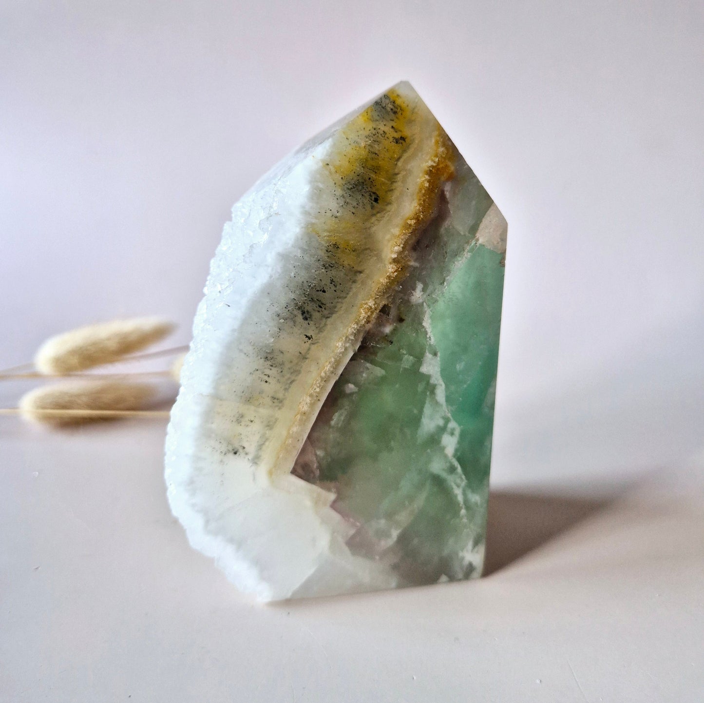 Groene Fluoriet Punt – Ruw & Gepolijst | Uniek Druzy Stuk 514gram