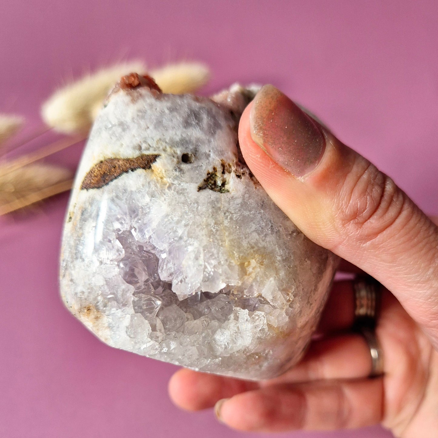 XL Edelsteen Druzy Pink Amethist Geode Freeform van 400 gram Statement Piece