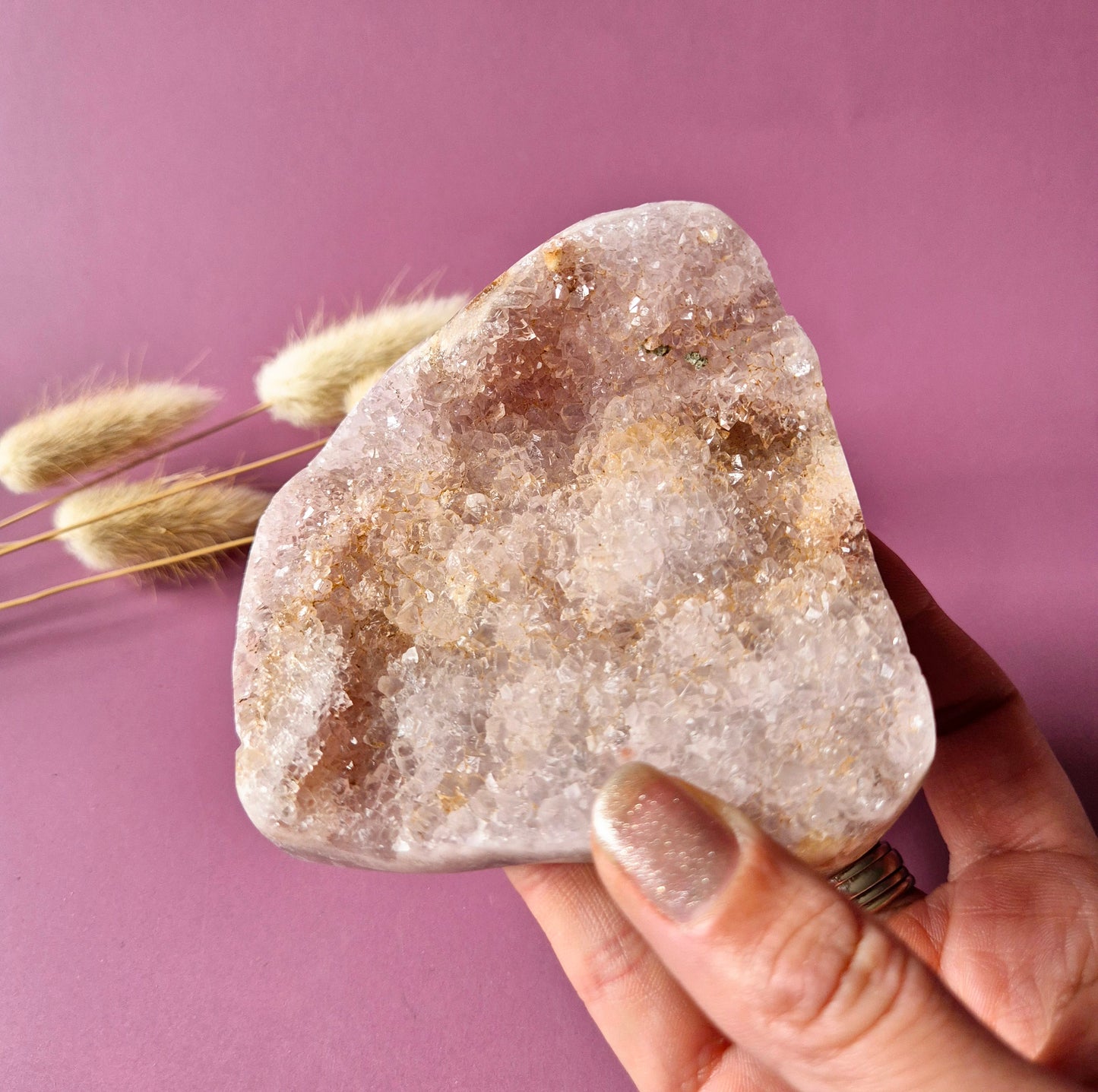 XL Edelsteen Druzy Pink Amethist Geode Freeform van 237 gram Statement Piece