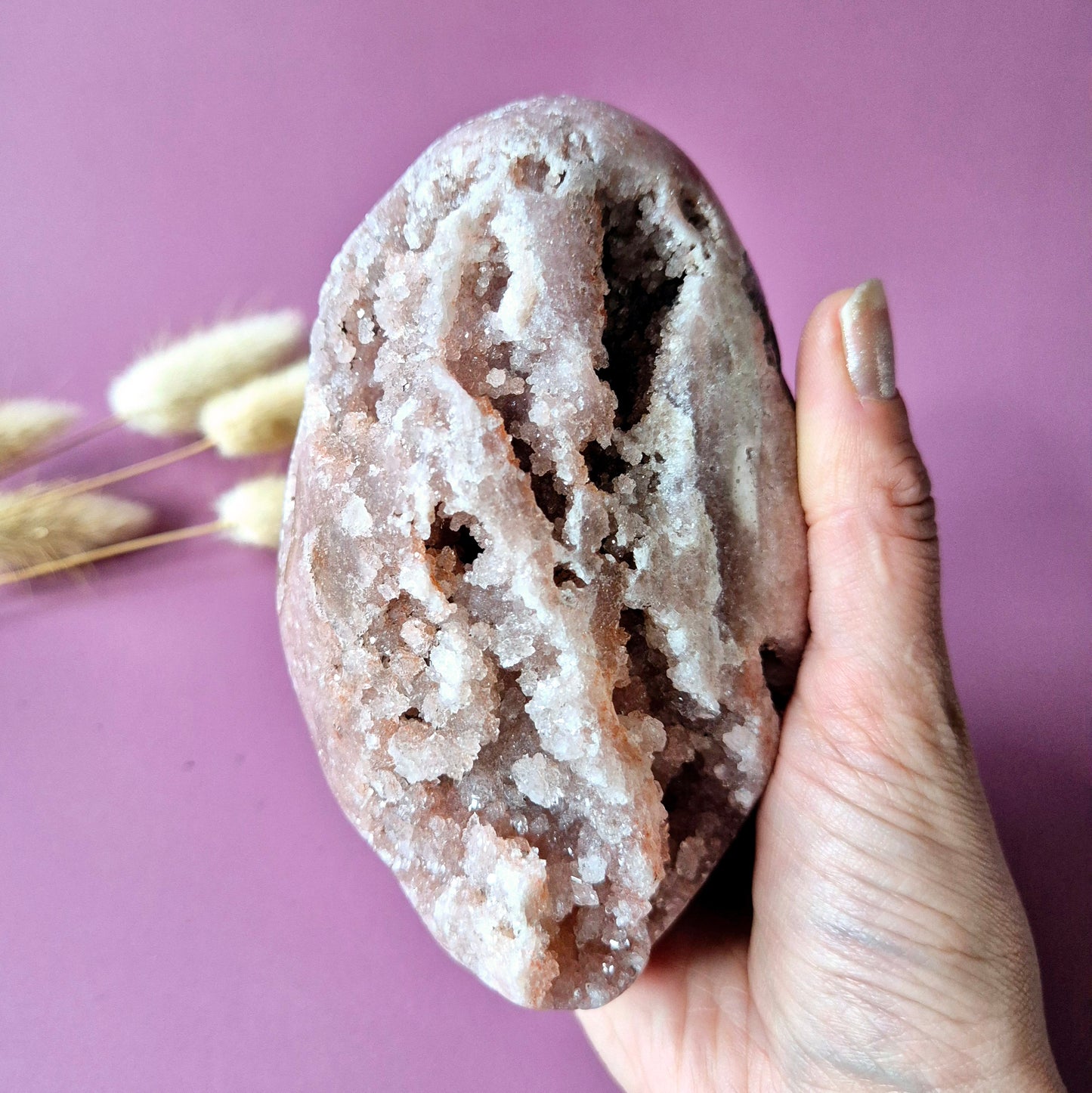 XL Edelsteen Druzy Pink Amethist Geode Freeform van 724 gram Statement Piece