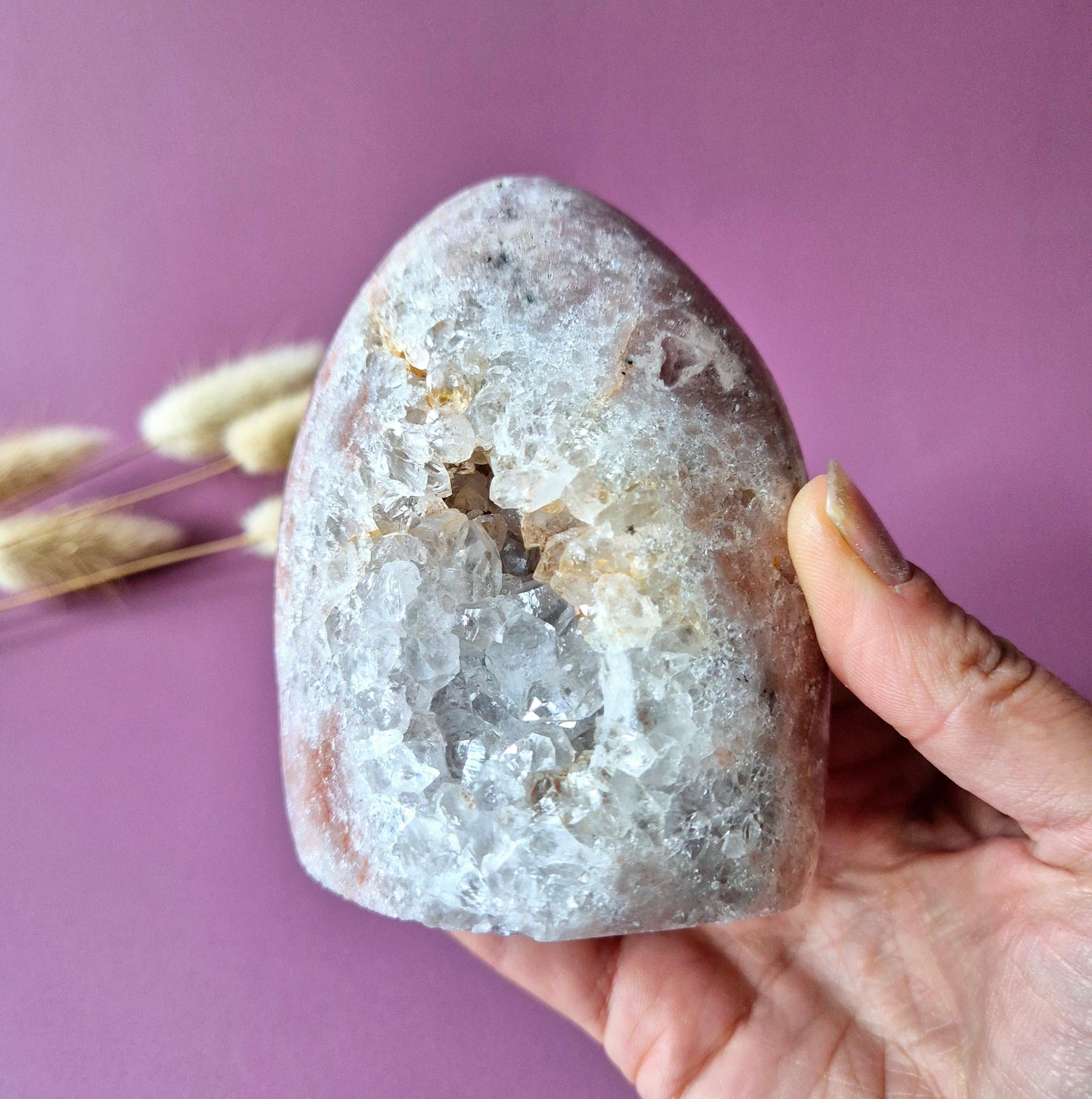 XL Edelsteen Druzy Pink Amethist Geode Freeform van 538 gram Statement Piece