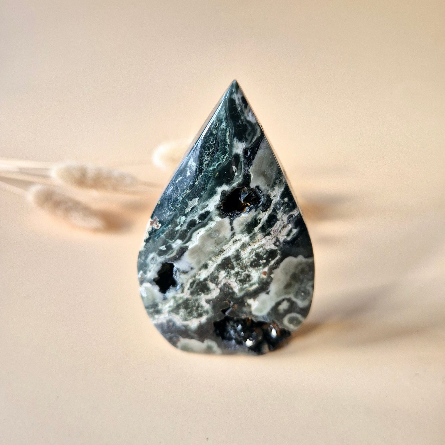 Ocean Jasper - Druzy Druppelvormige Flame Staande Edelsteen Kristal - 1. 121gram