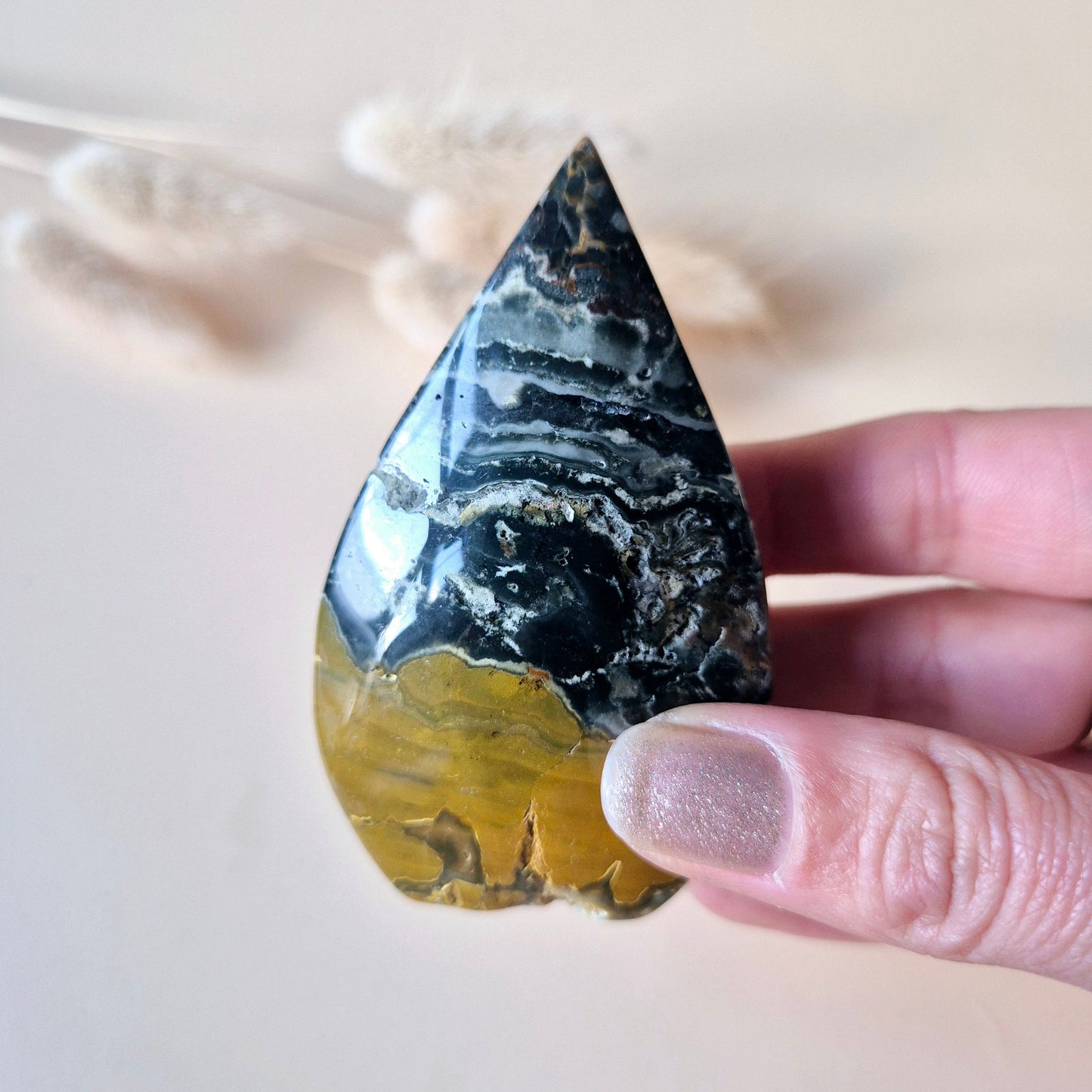 Ocean Jasper - Druzy Druppelvormige Flame Staande Edelsteen Kristal - 2. 101gram