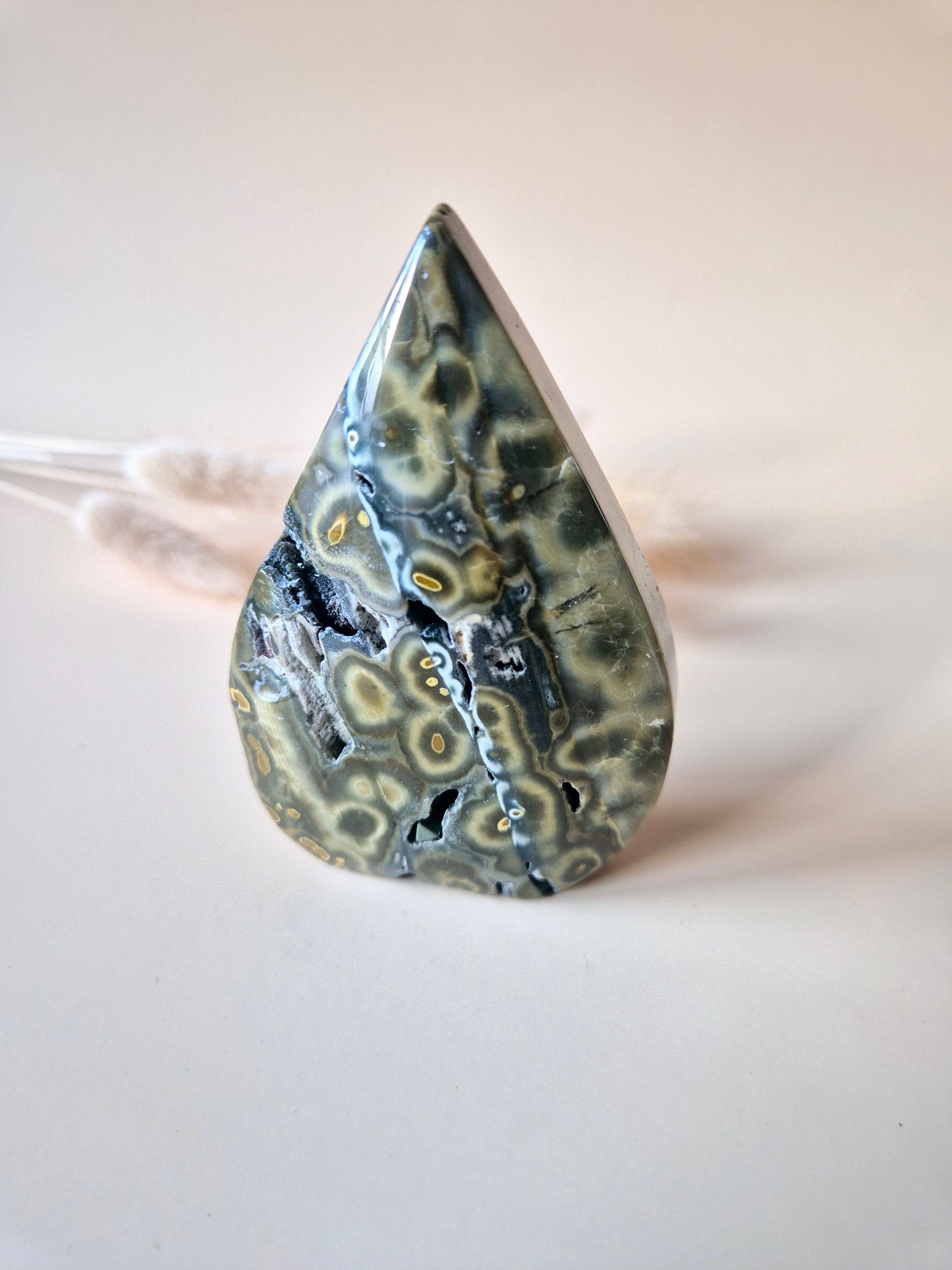 Ocean Jasper - Druzy Druppelvormige Flame Staande Edelsteen Kristal - 3. 147gram