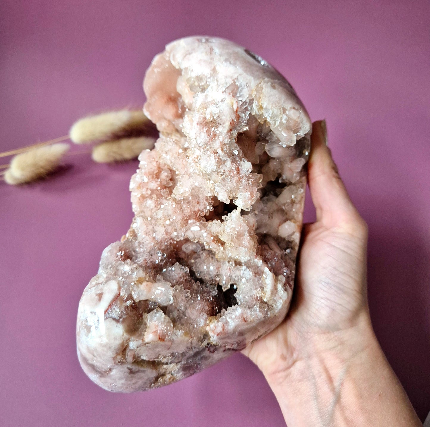XL Edelsteen Druzy Pink Amethist Geode Freeform van 1382 gram Statement Piece