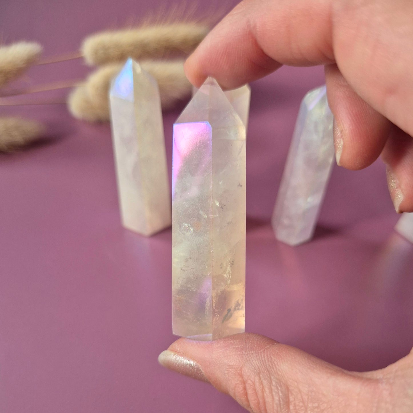 Edelsteen Angel Aura Rozenkwarts Toren – 7 tot 9 cm