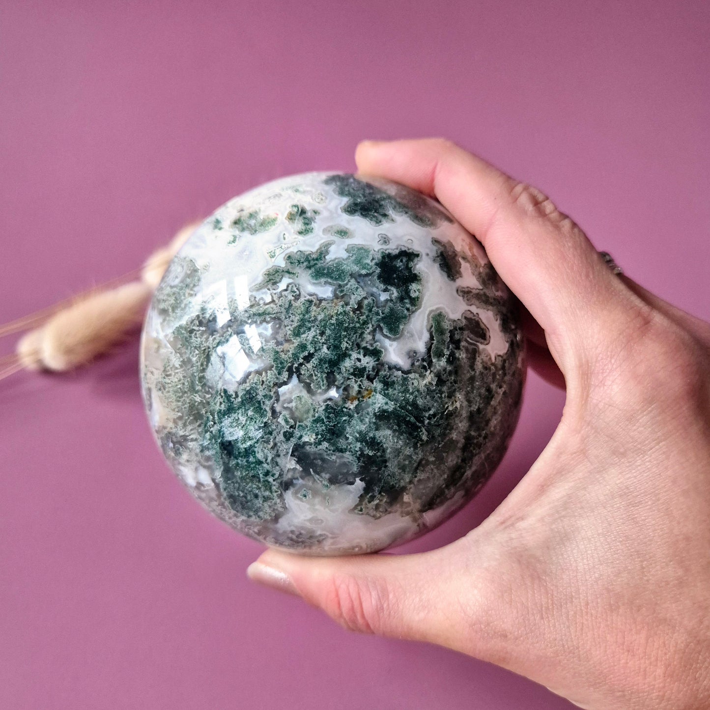 Kristallen Edelsteen Bol Mosagaat Druzy Geode sphere 90mm 1kg