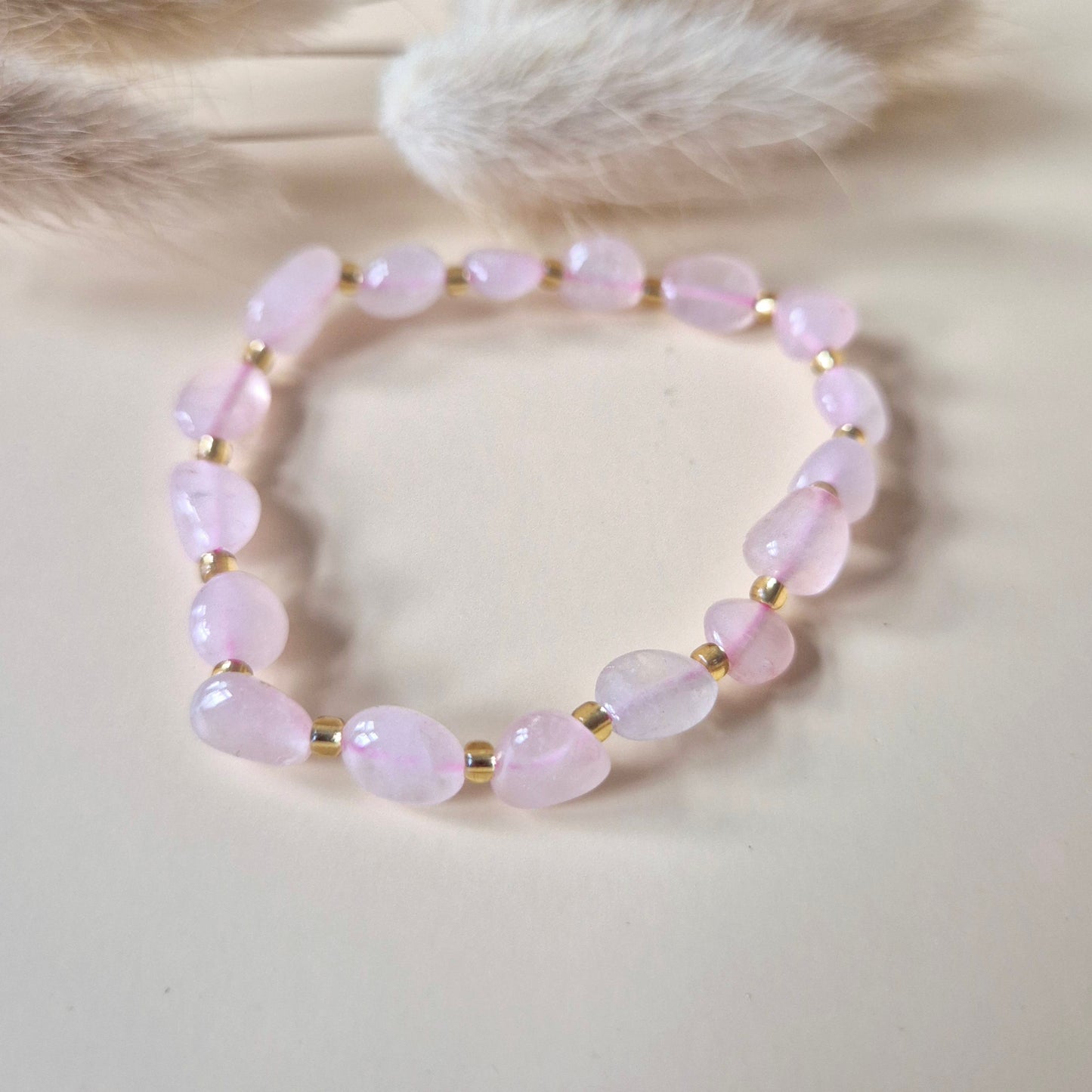 Edelsteen Armband Rozenkwarts – Natuurlijke Chips & Organische Vorm