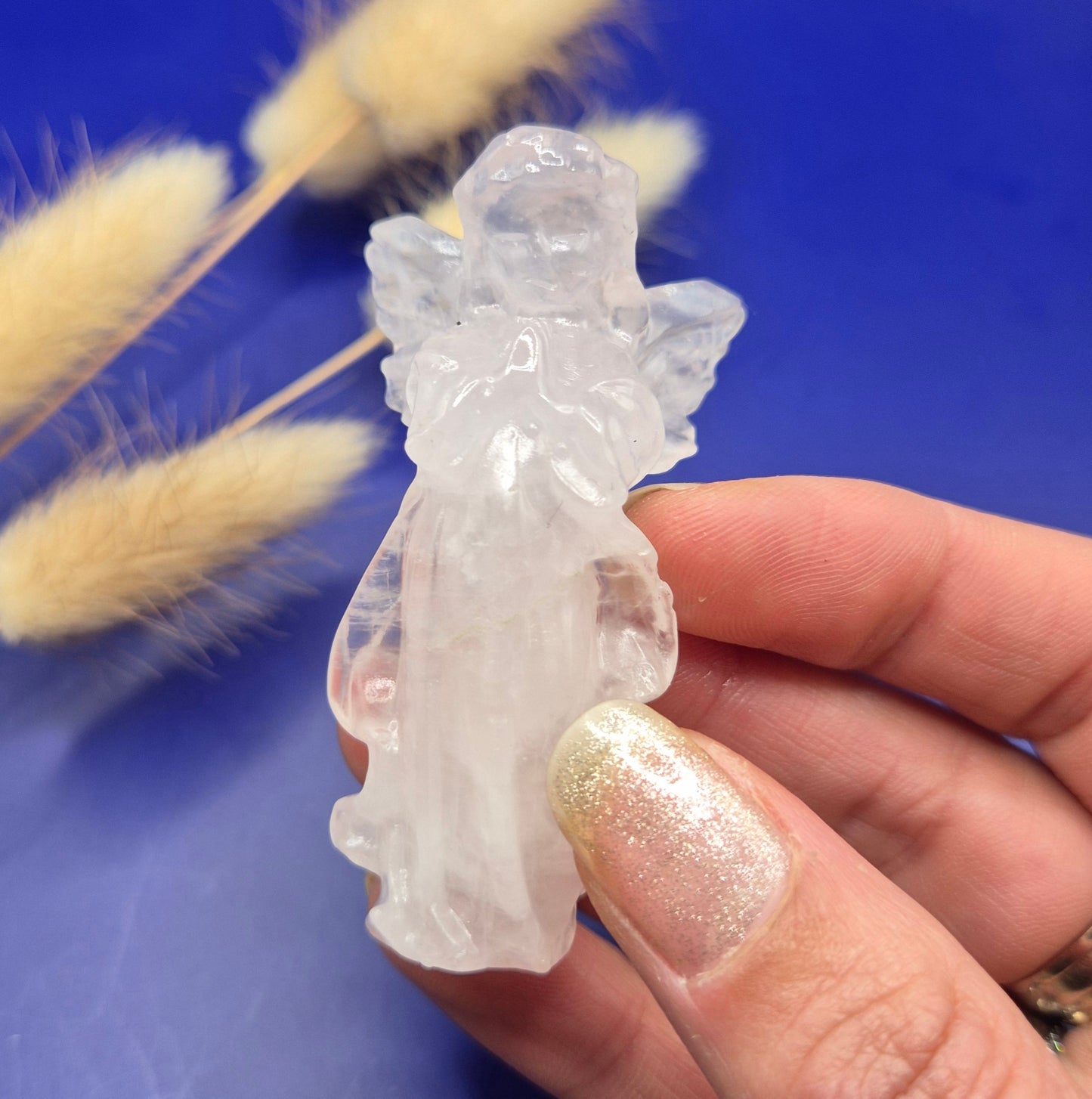 Edelsteen Engelen Carving Bergkristal – ca. 6 cm | Bescherming & Rust