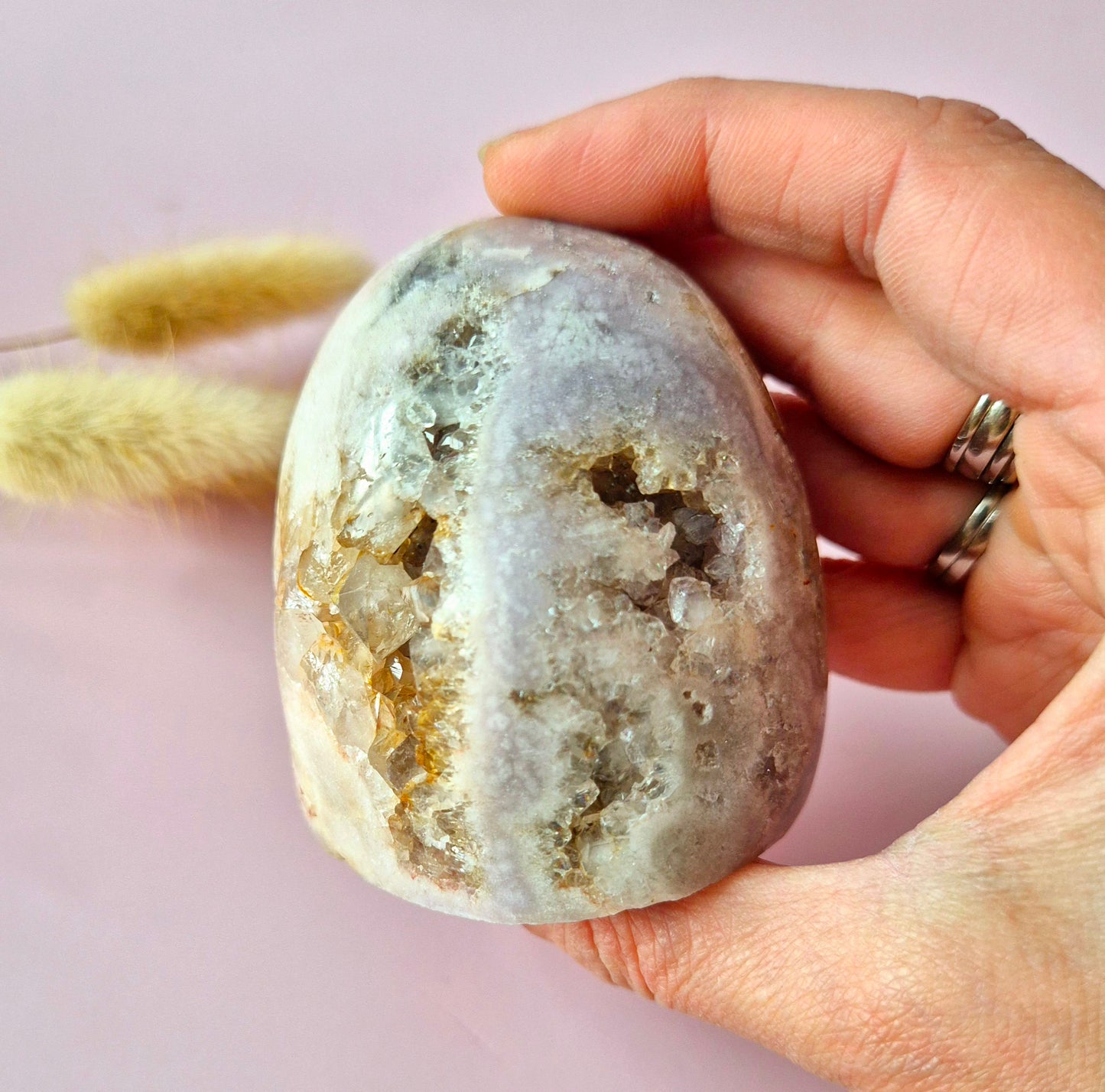 XL Edelsteen Druzy Pink Amethist Geode Freeform van 257 gram Statement Piece